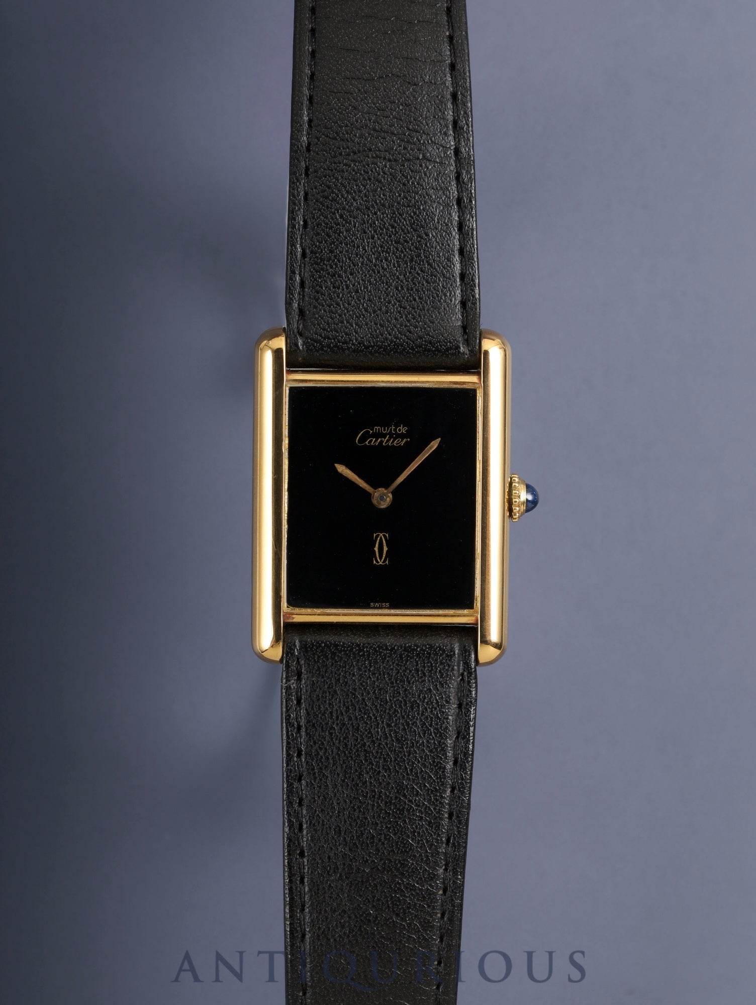 カルティエ マストタンク LM 手巻き Cal.78-1 SV925 純正革ベルト 純正ピンバックル(GP)オニキス文字盤(SWISS表記)オーバーホール済み