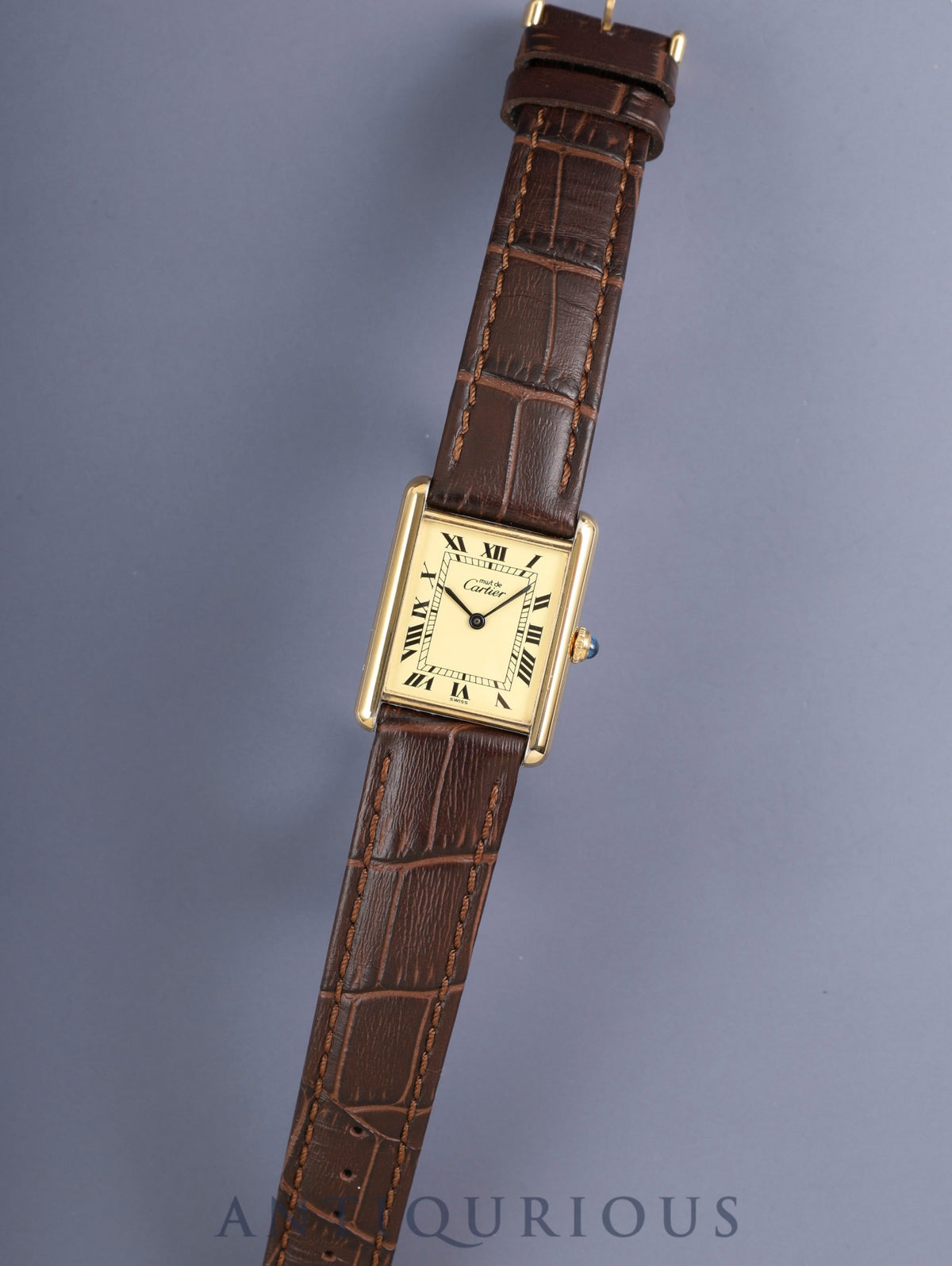 Cartier Must Tank LM 590005, Quartz, Caliber 690, SV925, Leather, Genuine GP Buckle, Ivory Roman Dial (SWISS Marking), Circa 1982-1995, Booklet, Warranty Card (1993), Cartier Repair Details (Complete Service / 2005), Overhauled