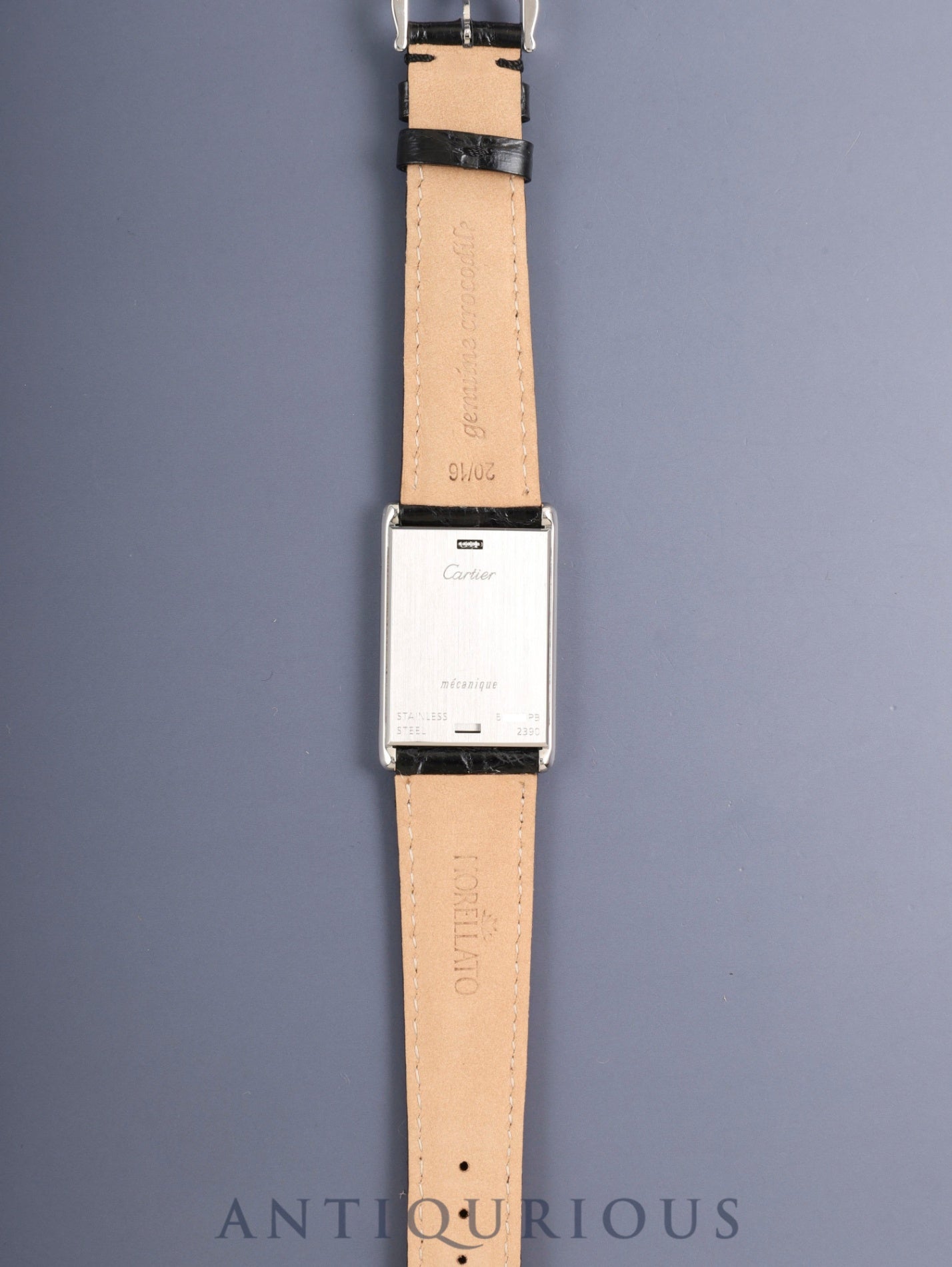 カルティエ タンク バスキュラント LM W1011358 / 2390 手巻き Cal.061 SS 革 純正ピンバックル(SS) ホワイトローマン文字盤 箱 保証書 オーバーホール済み