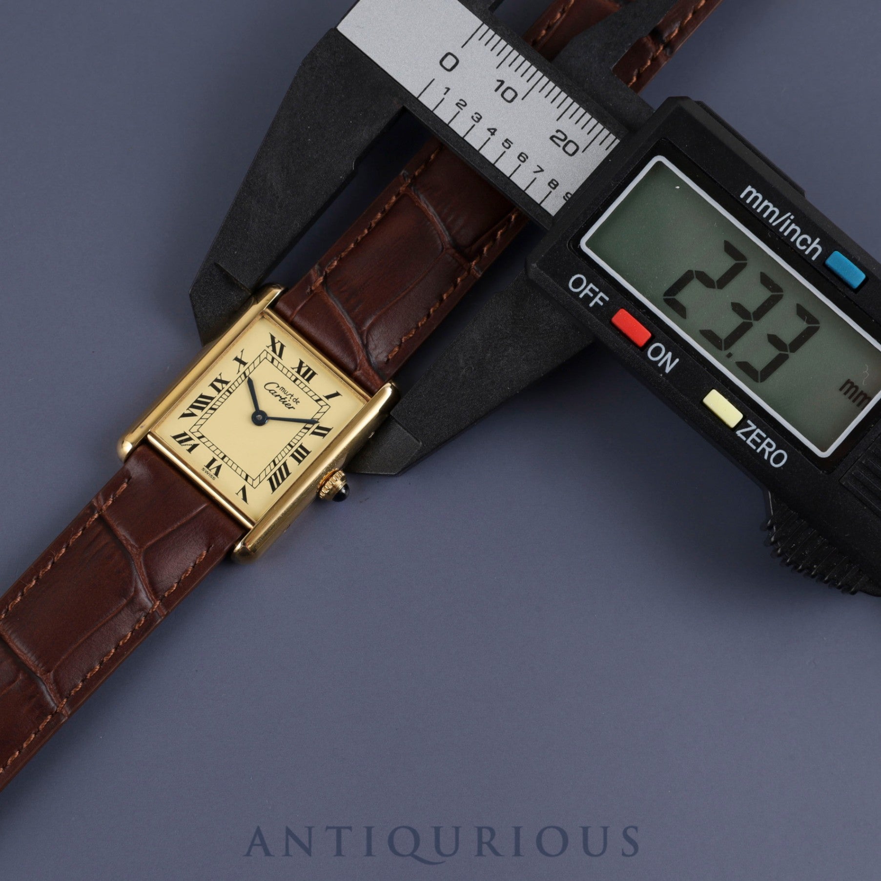 Cartier Must Tank LM 1615 Quartz Cal.90 SV925 Leather Genuine D Buckle (GP) Ivory Roman Dial Overhauled