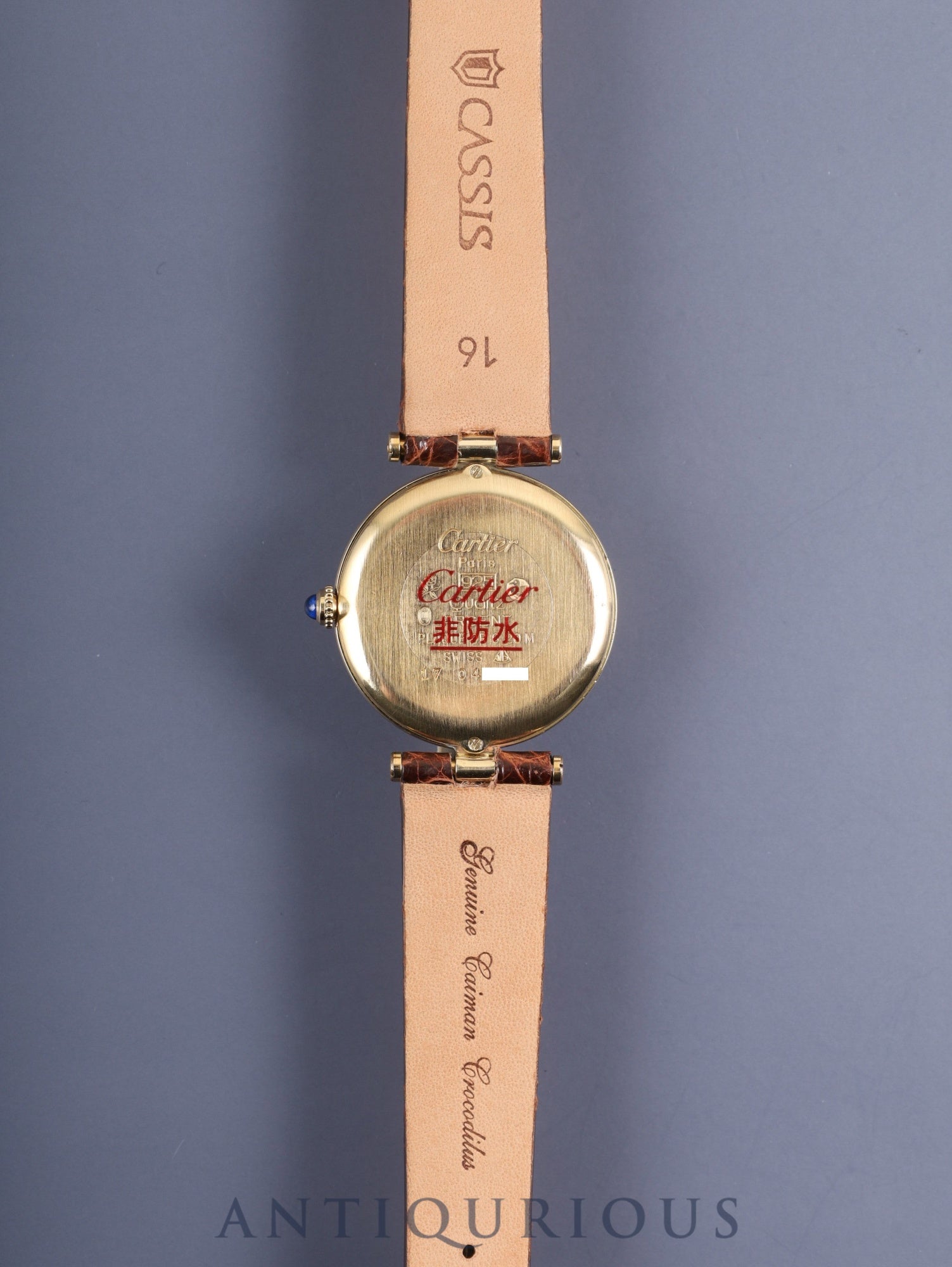 カルティエ マスト ヴァンドーム VLC LM 17 クォーツ SV925 革 純正尾錠(GP)マホガニー文字盤 保証書(1982年) カルティエブティックにてコンプリートサービス済み