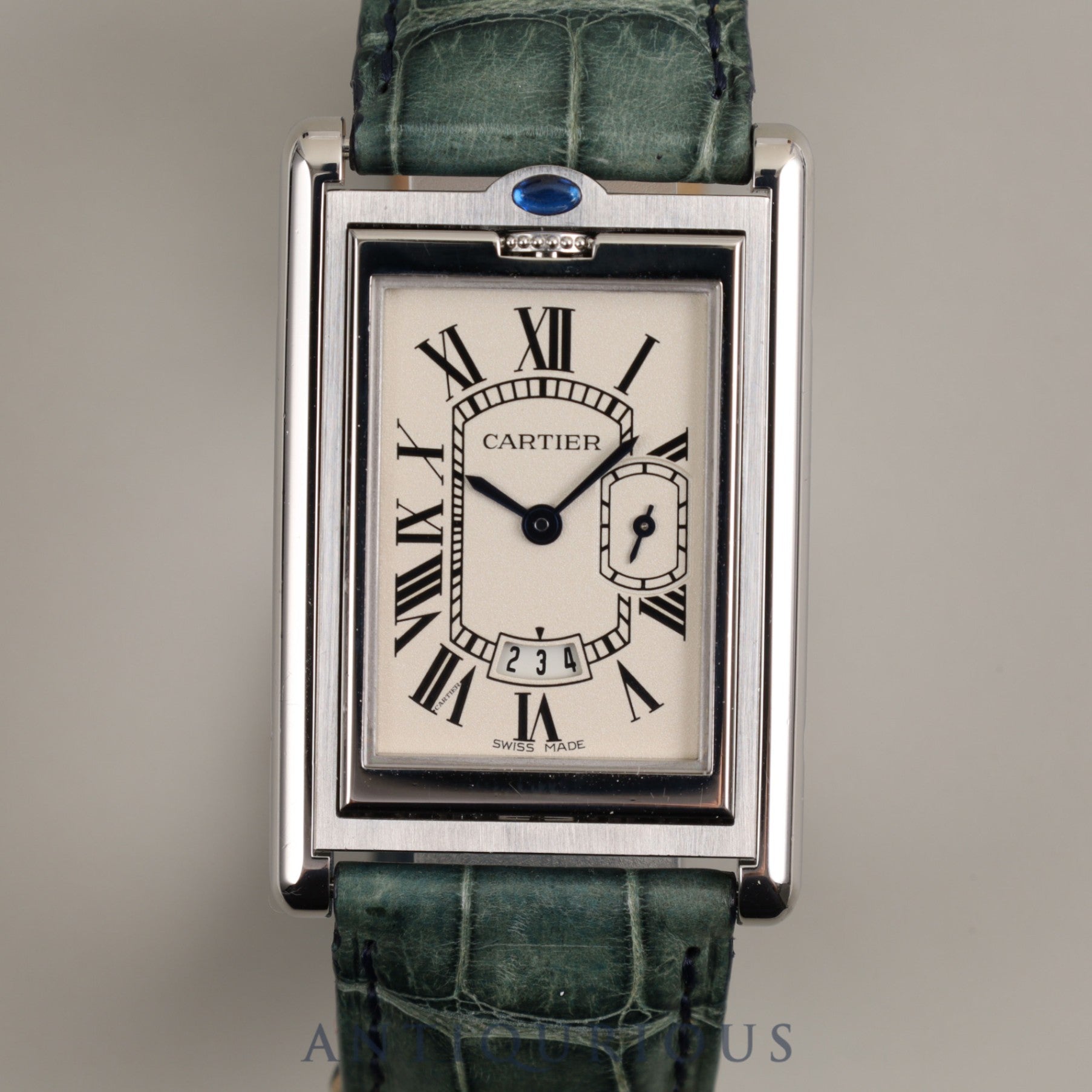 Cartier Tank Basculant LM / 2522 Quartz SS Leather Genuine Buckle (SS) Silver Dial Box Warranty Card Complete Cartier Boutique Service