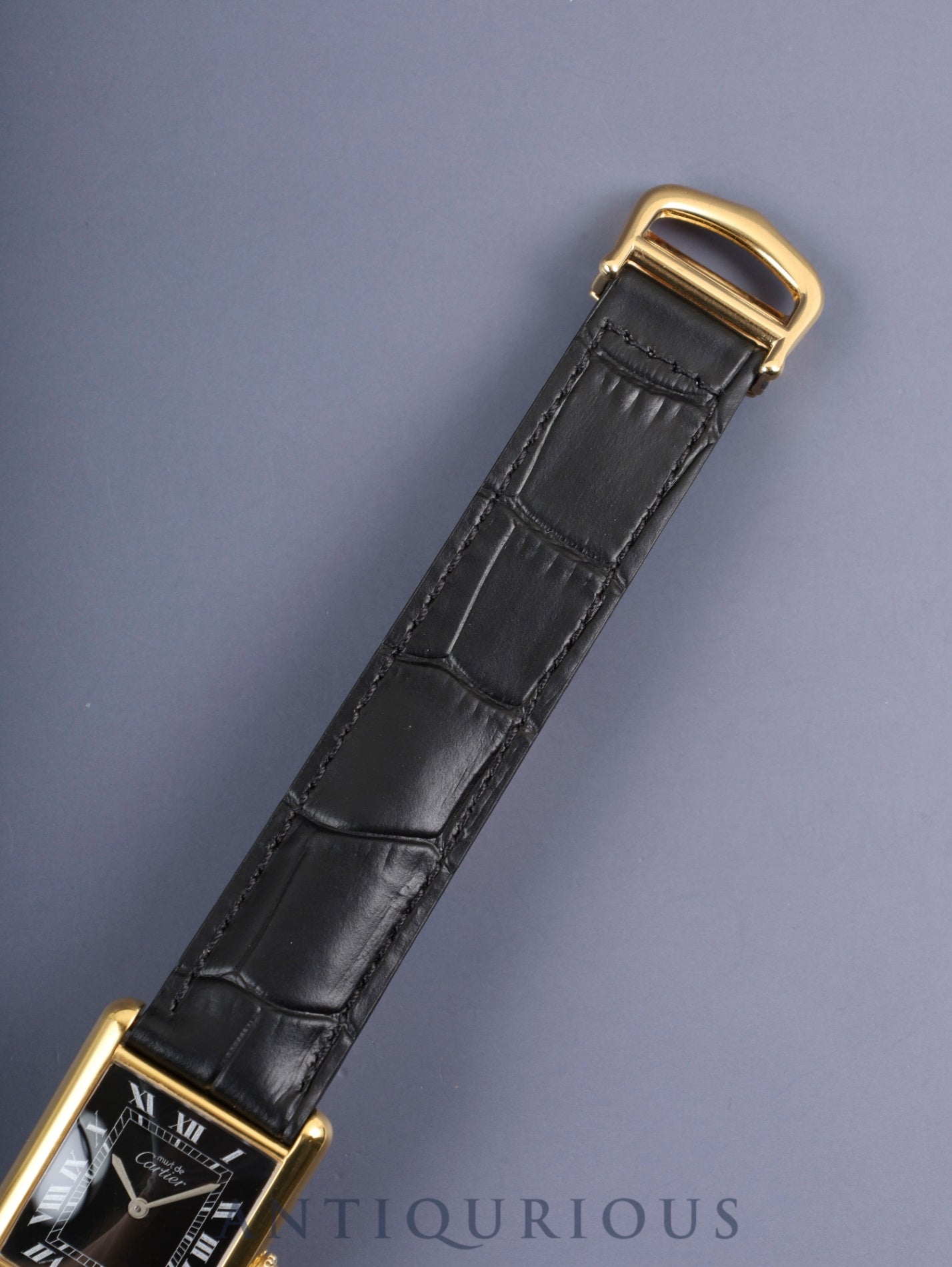 カルティエ マストタンク LM 手巻き Cal.78-1 SV925 革 純正尾錠(GP) ブラックローマン文字盤 箱 オーバーホール済み 新品仕上げ済み