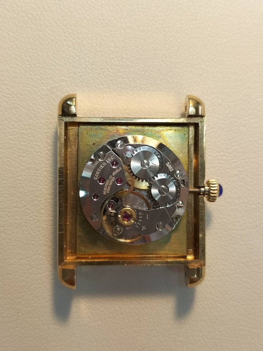 Cartier Must Tank LM Manual winding Cal.78-1 SV925 Leather Genuine buckle (GP) Lapis lazuli dial Overhauled