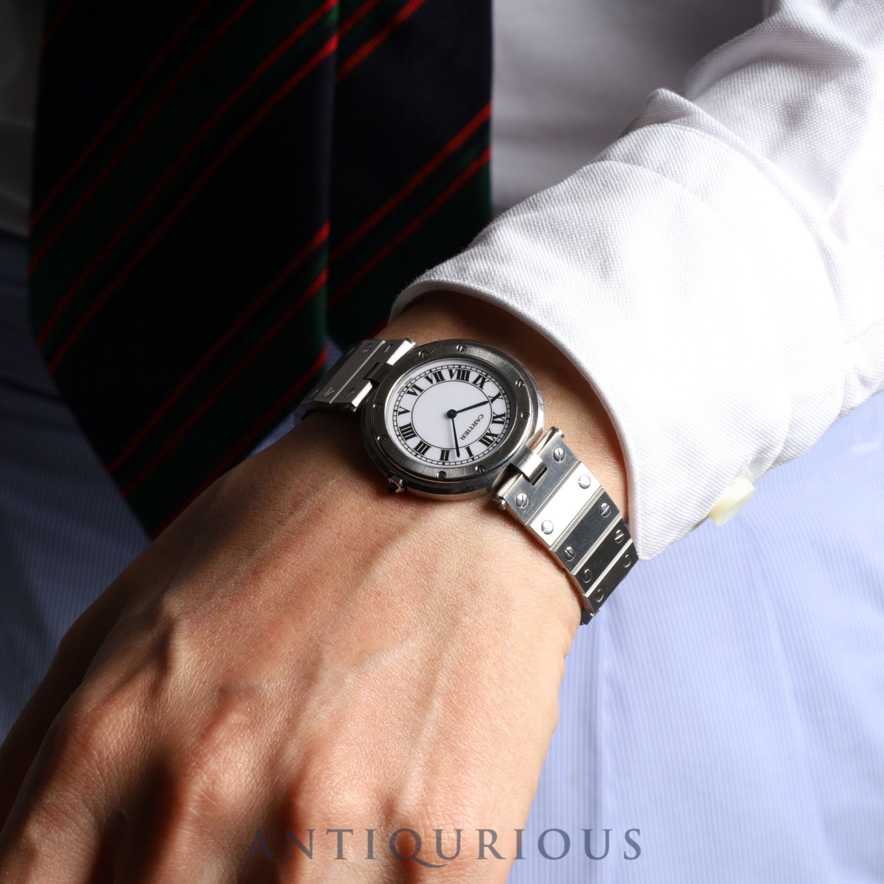 カルティエ サントス ヴァンドーム LM 83038188/8192 クォーツ SS SS ホワイトローマン文字盤 カルティエブティックにてコンプリートサービス(フルメンテナンス)済み