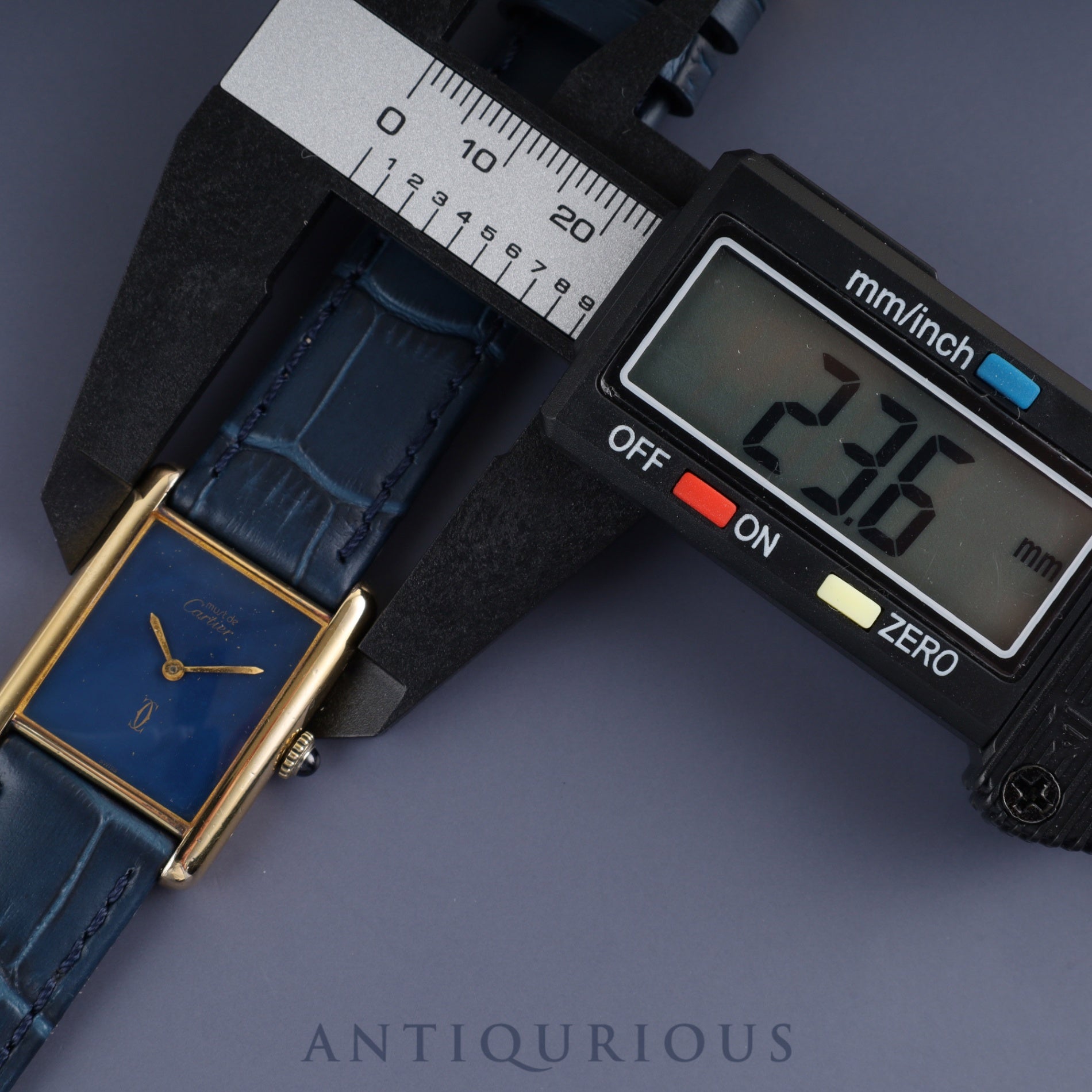 カルティエ マストタンク LM 手巻き Cal.-78-1 SV925 革 純正尾錠(GP)ラピスラズリ文字盤 オーバーホール済み