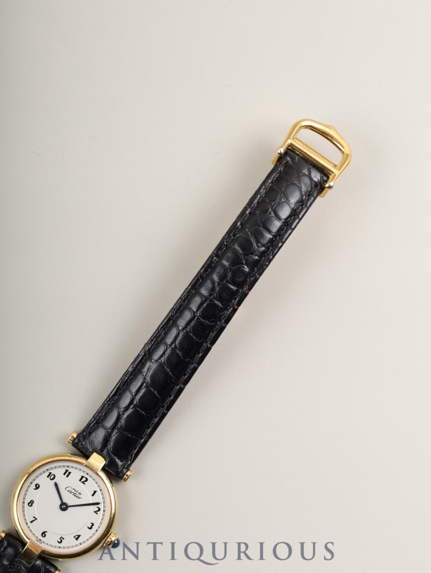 Cartier Must Vendôme VLC SM 590004 Quartz Caliber 90 SV925 Leather Strap with Genuine D-buckle (GP) Arabic Dial Overhauled