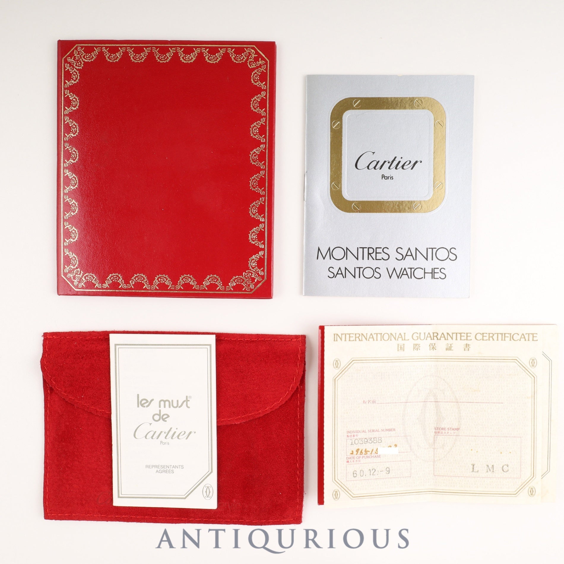 カルティエ サントス オクタゴン LM 2965 自動巻き SS SS グレーゴースト文字盤 冊子 保証書(1985年) カルティエブティックにてコンプリートサービス済み