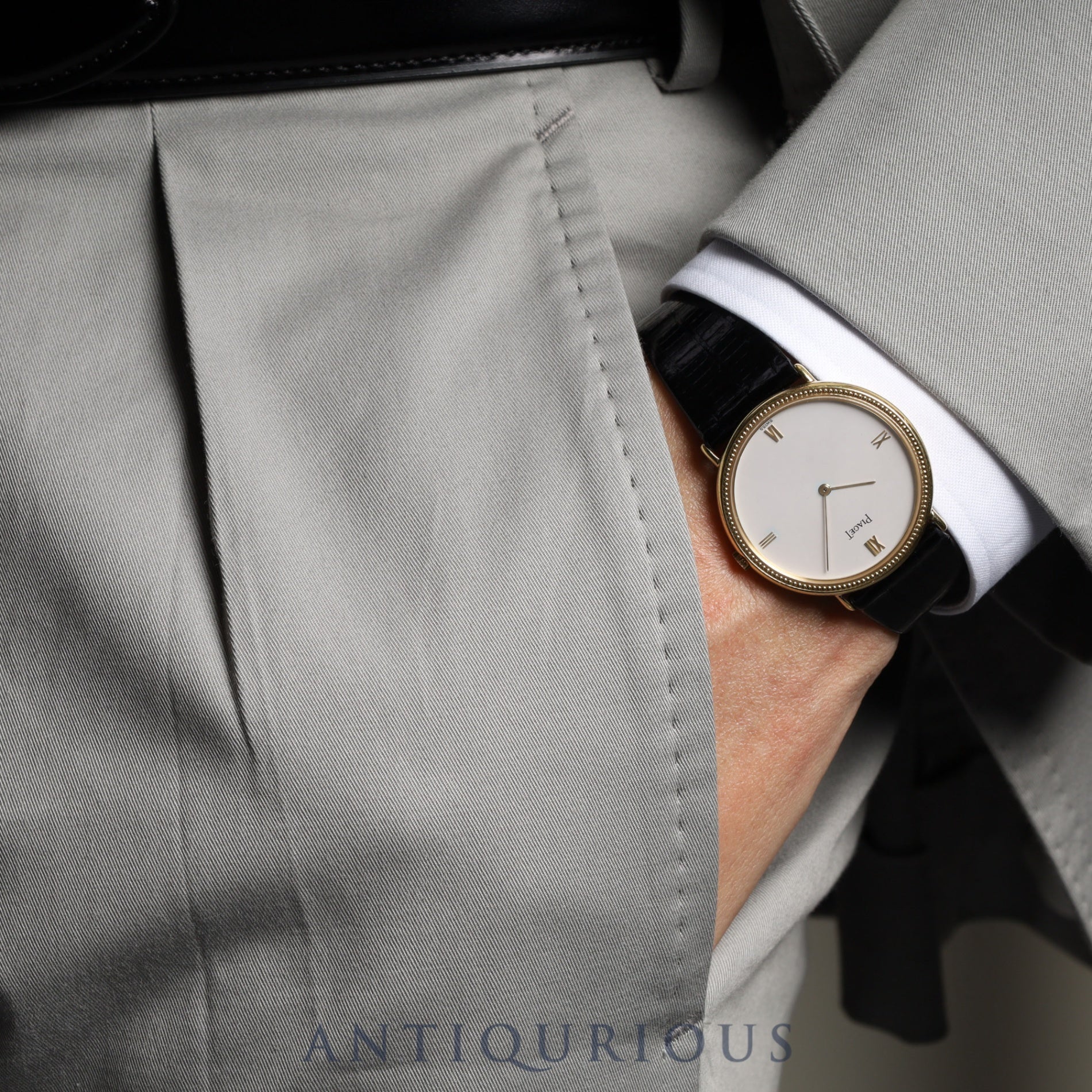 Piaget Round 90231 Manual Winding Caliber 9P2 750YG Leather Strap with Genuine Buckle (750YG) White Dial