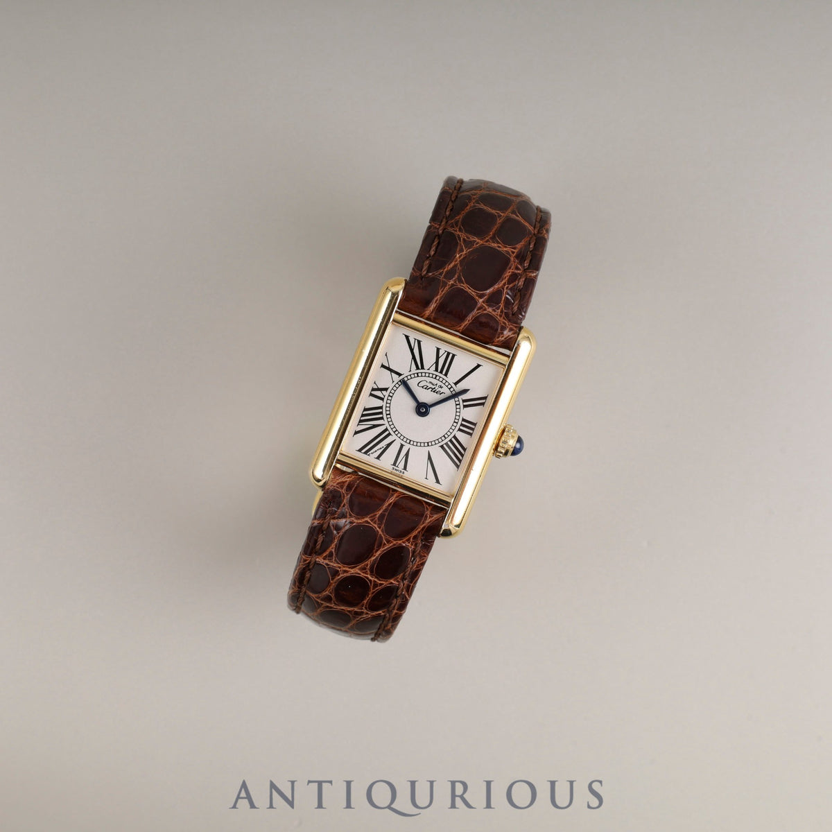 Cartier Must Tank SM W1005554 / 5057001 Quartz SV925 Leather Watch with Genuine D-Clasp (GP) and Opalin Dial. Completely serviced at a Cartier boutique.