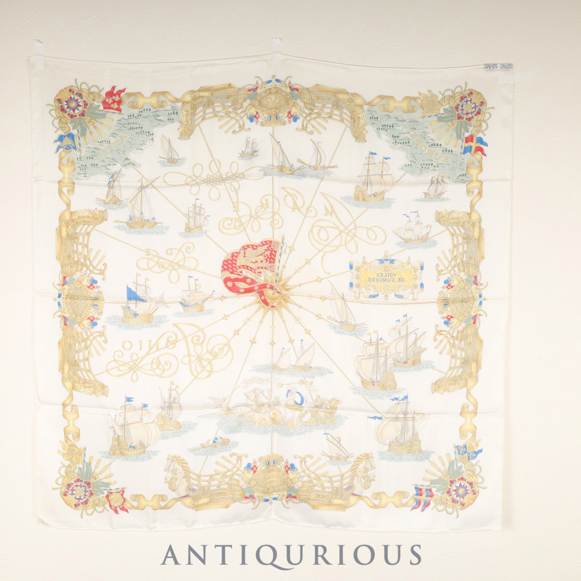 エルメス スカーフ カレ90 光の帆船 SILK100%