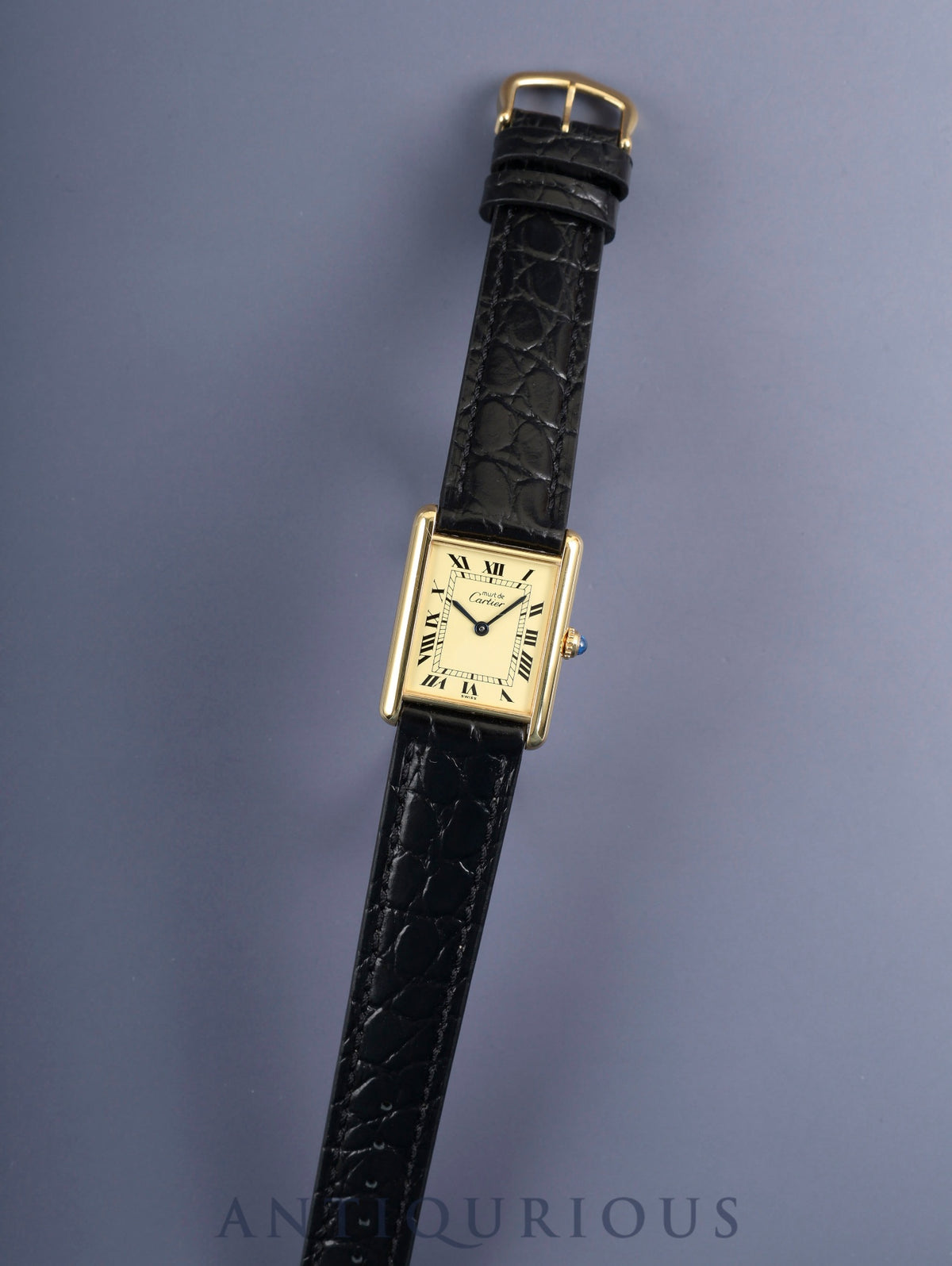 Cartier Must Tank LM W1002753 / 590005 Quartz Cal.90 SV925 Leather Genuine Pin Buckle (GP) Ivory Roman Dial (SWISS marking) Box, Booklets, Guarantee (undated), Overhauled, Polished