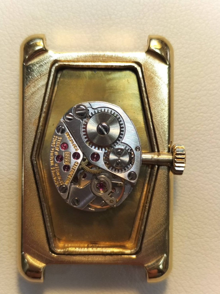 ロンジン レクタンギュラー クォーツ Cal.5602 SS/GP 革 社外尾錠(GP)ホワイト文字盤 オーバーホール済み