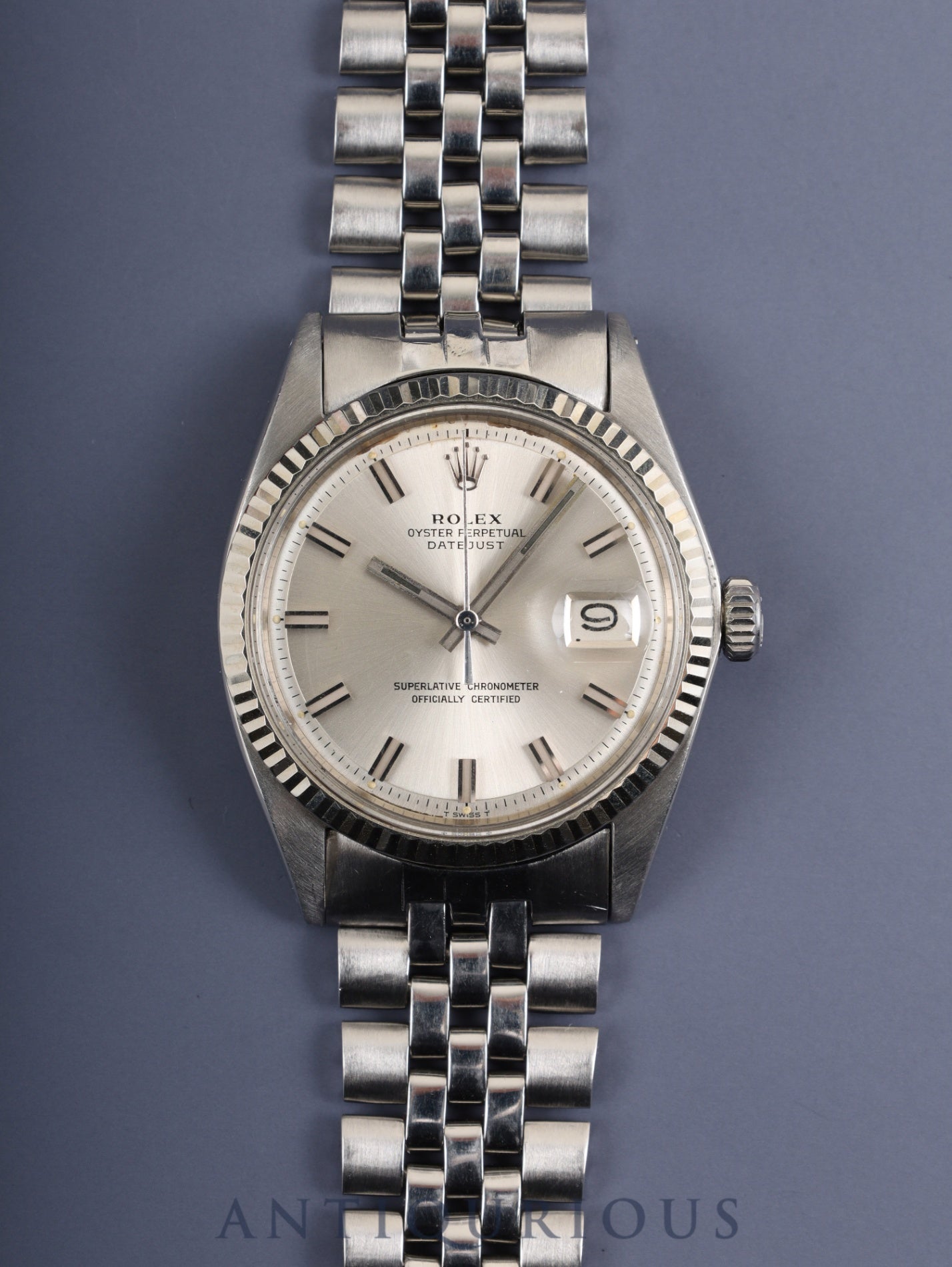 Rolex Datejust 1601 Wide Boy Automatic Caliber 1570 Stainless Steel/White Steel Silver Dial No. 27 (1969) Overhauled
