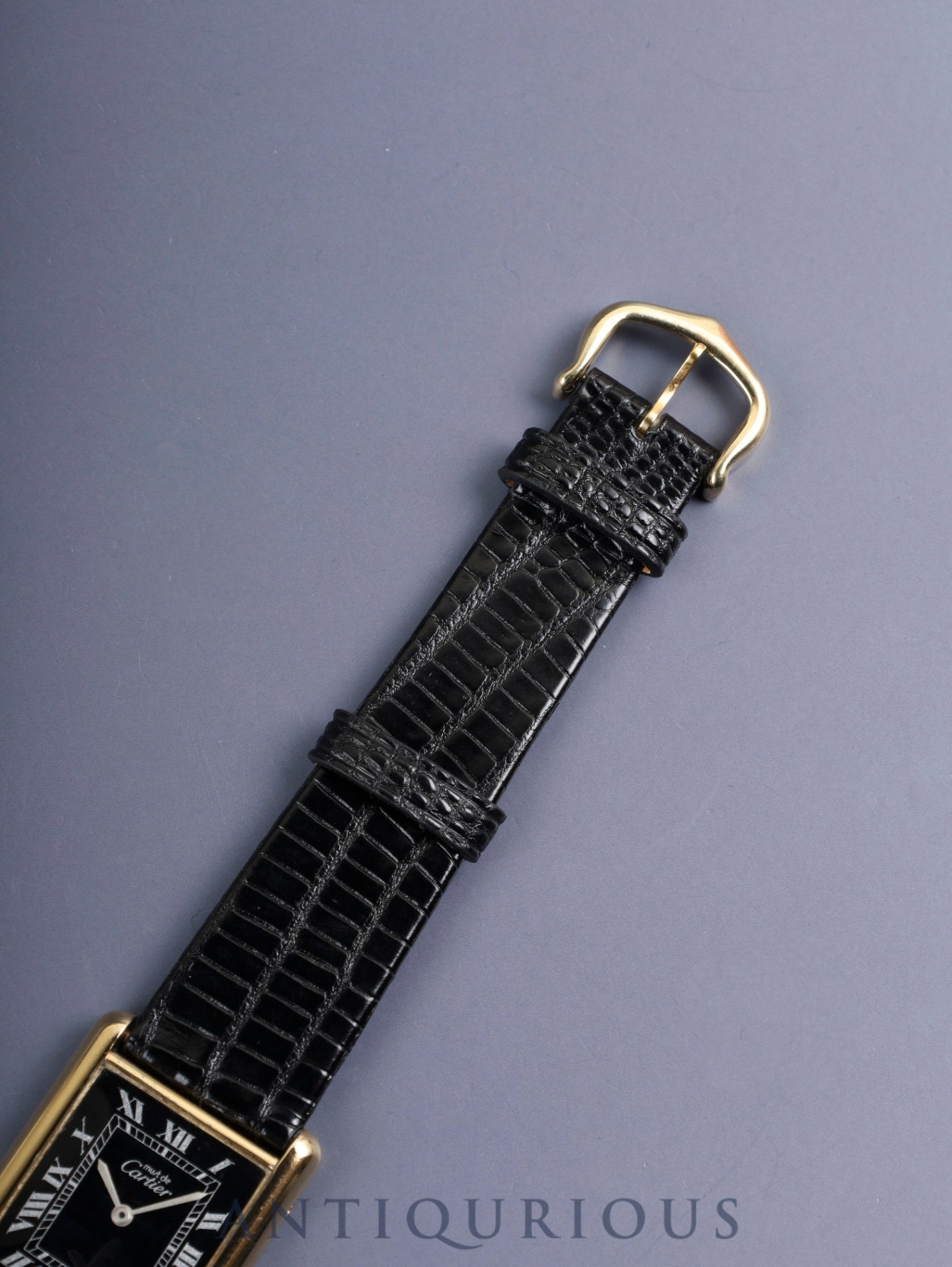 カルティエ マストタンク LM 手巻き Cal.ETA2512 SV925 革 純正尾錠(GP)ブラックローマン文字盤(SWISS表記) オーバーホール済み