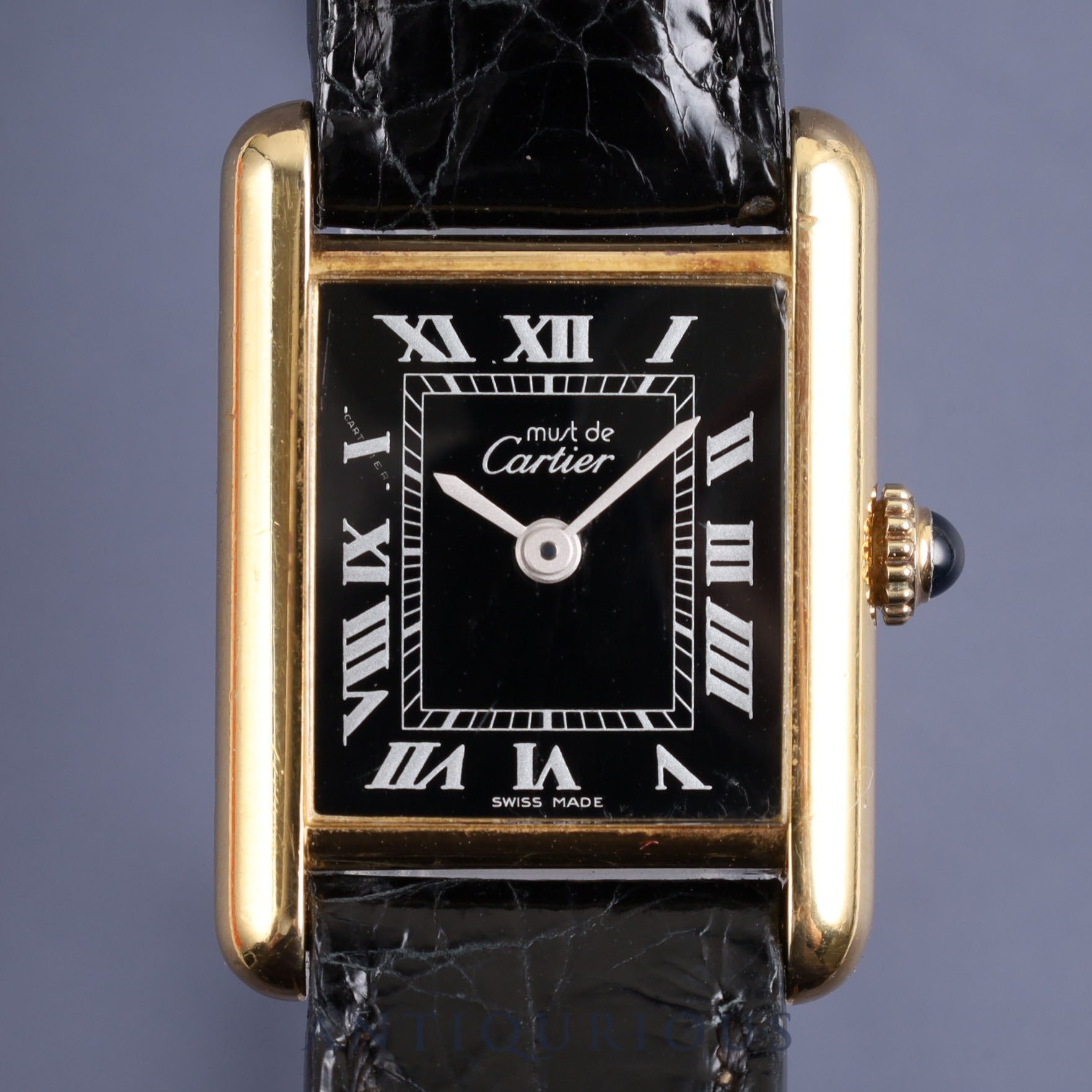 カルティエ マストタンク SM 手巻き Cal.78-1 SV925 純正革ベルト 純正尾錠(GP)ブラックローマン文字盤 オーバーホール済み