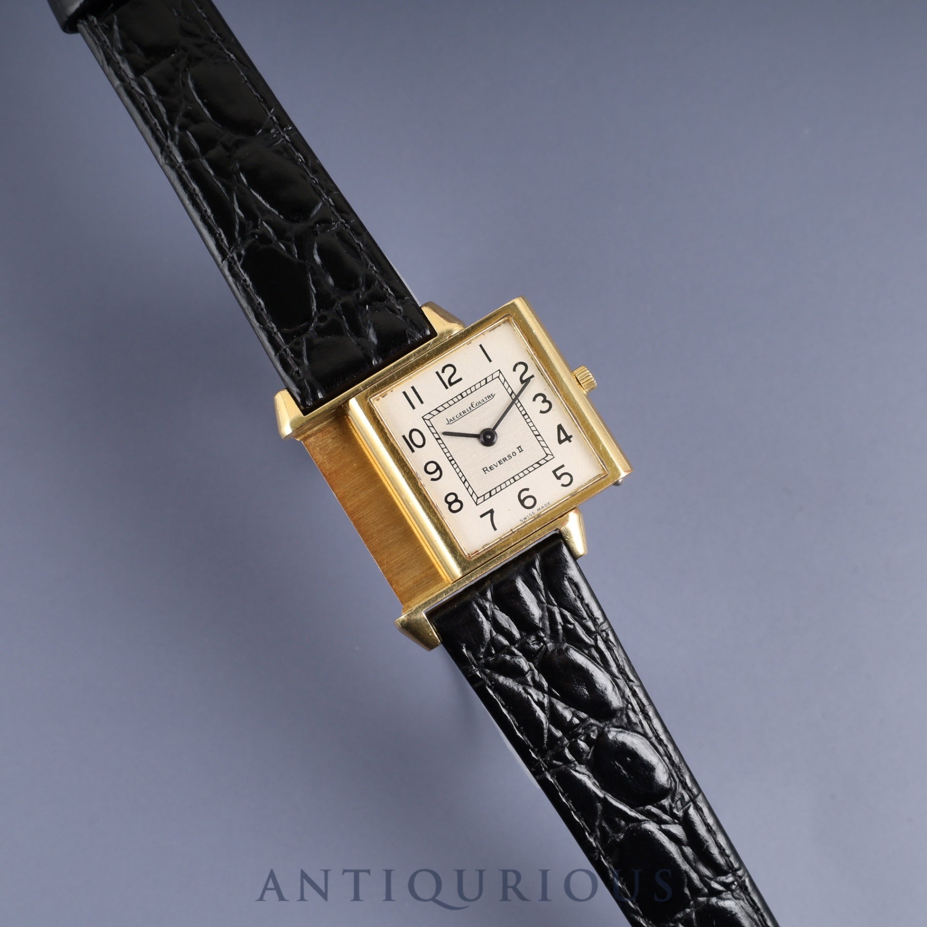 ジャガー・ルクルト レベルソⅡ 1410031 手巻き Cal.- 750 革 純正尾錠(GP) シルバーアラビア文字盤 1980年代製 オーバーホール済み