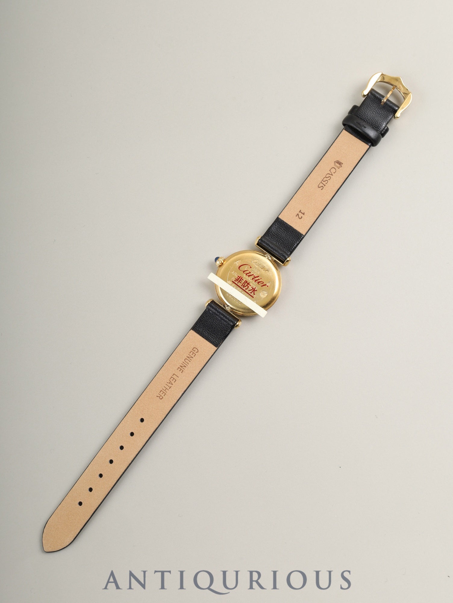 カルティエ マストコリゼ 590002 クォーツ SV925 革 純正ピンバックル(GP)アイボリーローマン文字盤 カルティエブティックにてコンプリートサービス(フルメンテナンス)済み
