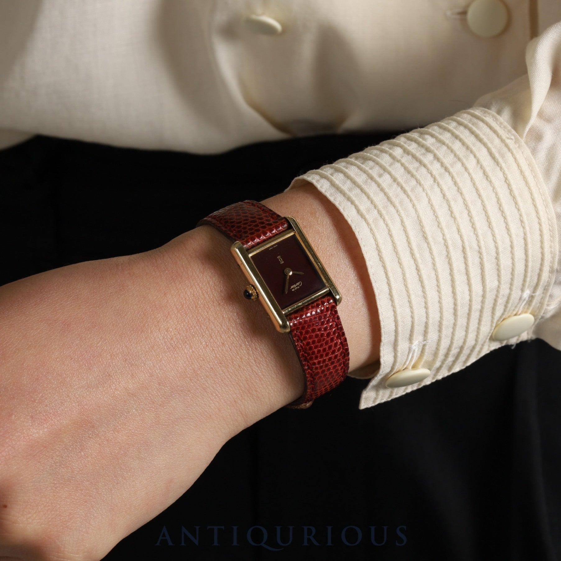 Cartier Must Tank SM Manual winding Cal.78-1 SV925 Genuine leather strap Genuine buckle (GP) Bordeaux dial 1976-early 1980s Overhauled