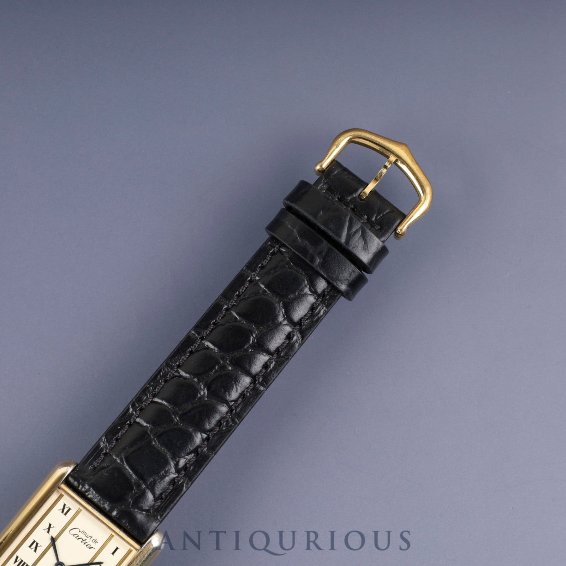 Cartier Must Tank LM 590005 Quartz Caliber 90 SV925 Leather Straight Roman Dial with Genuine GP Buckle, Overhauled