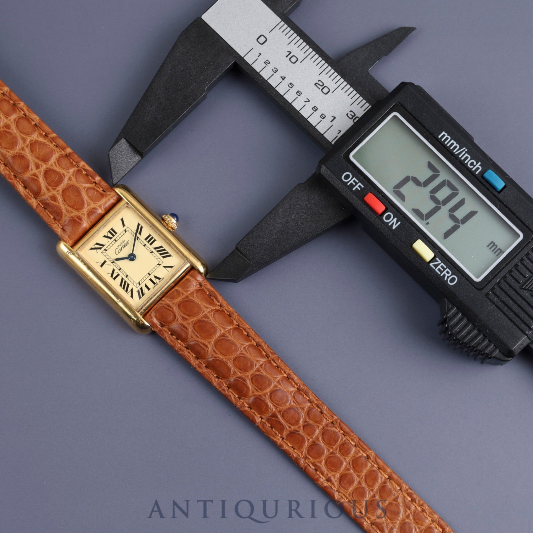 Cartier Must Tank MM 2415 Quartz Cal.057 SV925 Leather Genuine D Buckle (GP) Ivory Roman Dial Overhauled and Finished to Like New