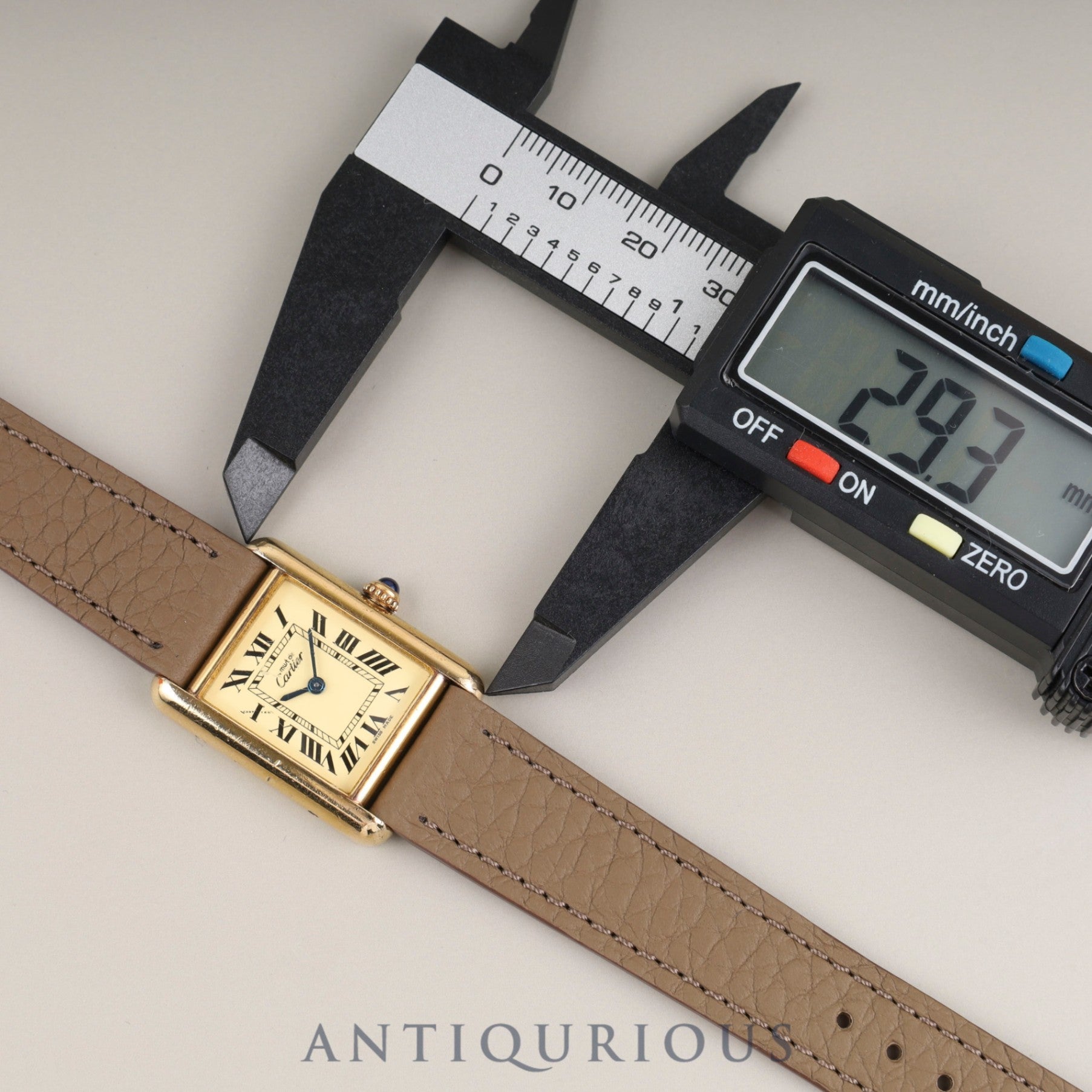 カルティエ マストタンク MM 2415 クォーツ Cal.- SV925 革 純正尾錠(GP) アイボリーローマン文字盤 冊子 オーバーホール済み