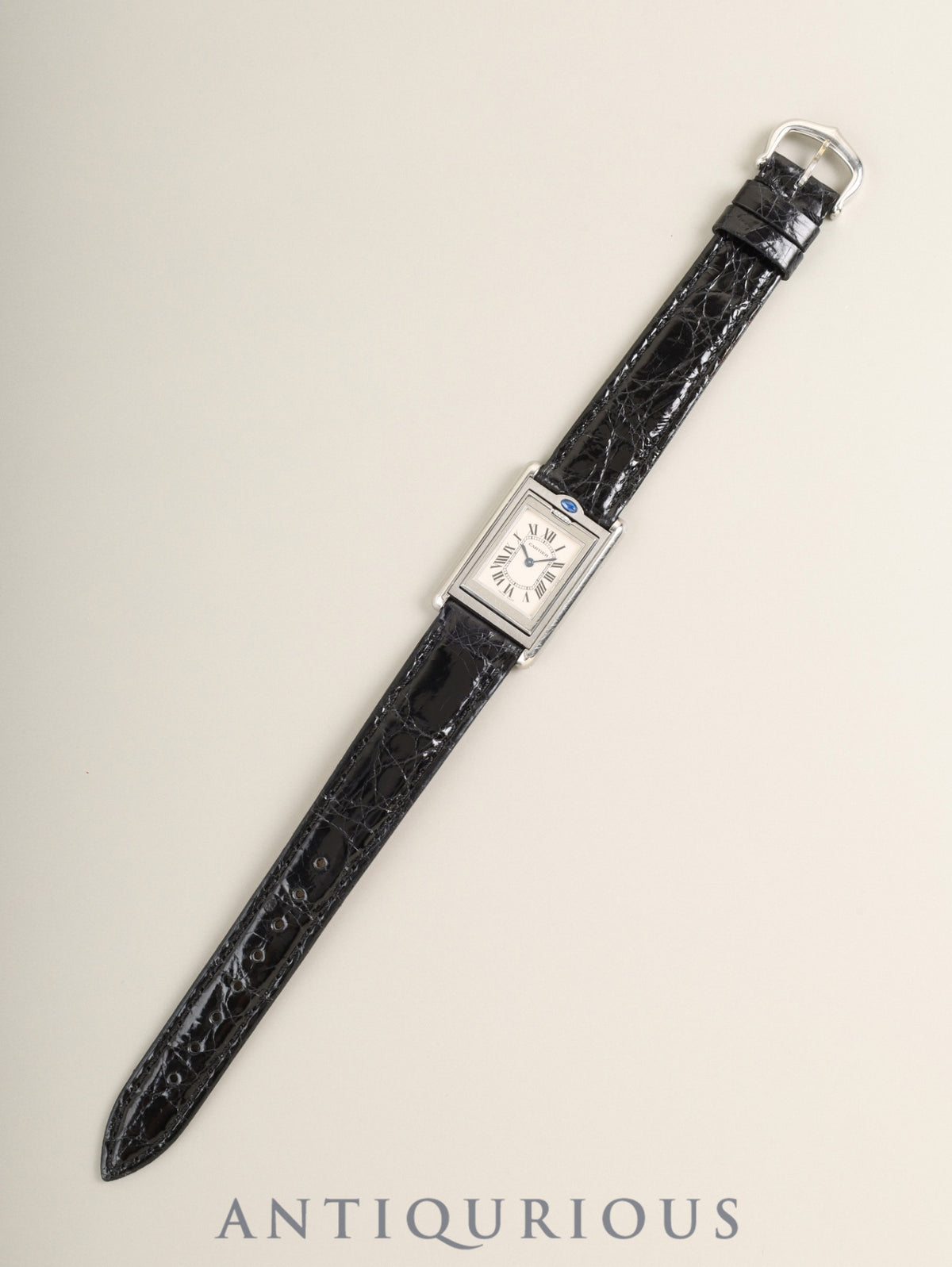 カルティエ タンク バスキュラント SM 2386 クォーツ Cal.059 SS 革 純正ピンバックル(SS)ホワイトローマン文字盤(SWISS MADE表記) 箱 冊子 保証書(2000年)オーバーホール済み