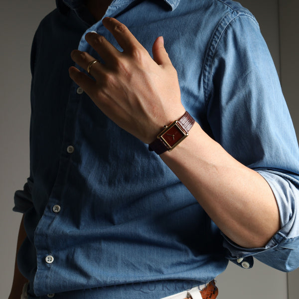 カルティエ マストタンク LM 手巻き SV925 革 純正尾錠 ボルドー文字盤