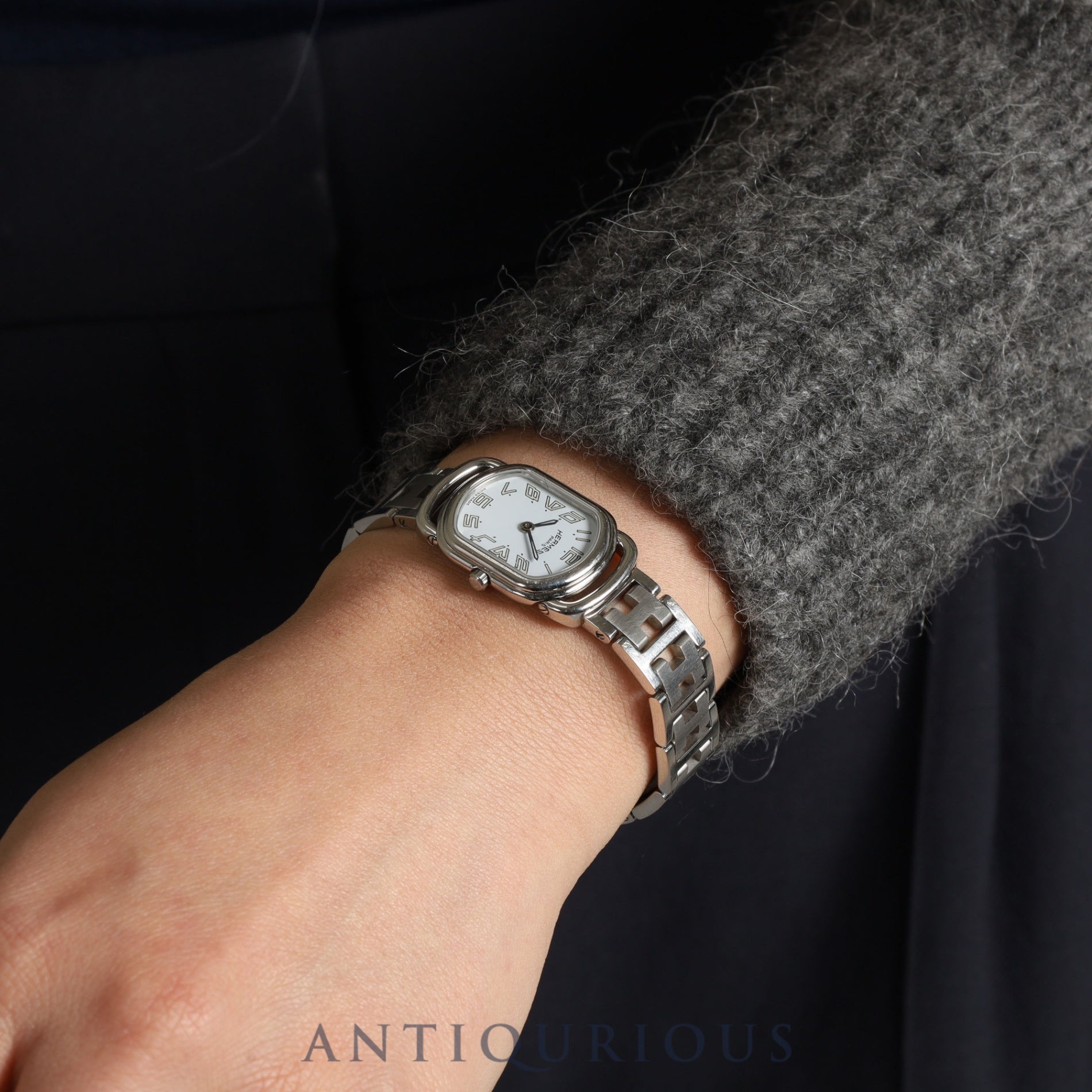 Hermes Rally RA1.210 Quartz Cal.976.001 SS White Dial Warranty (2002) Box Overhauled