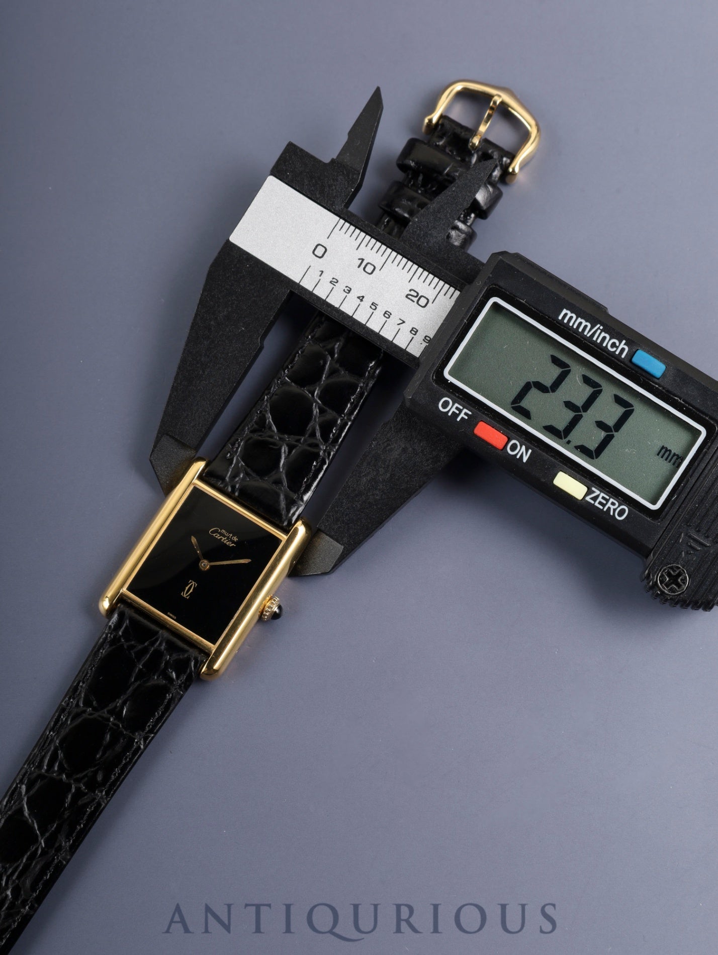 カルティエ マストタンク LM 6 手巻き Cal.78-1 SV925 革 純正ピンバックル(GP)オニキス文字盤(SWISS表記)オーバーホール済み 新品仕上げ済み