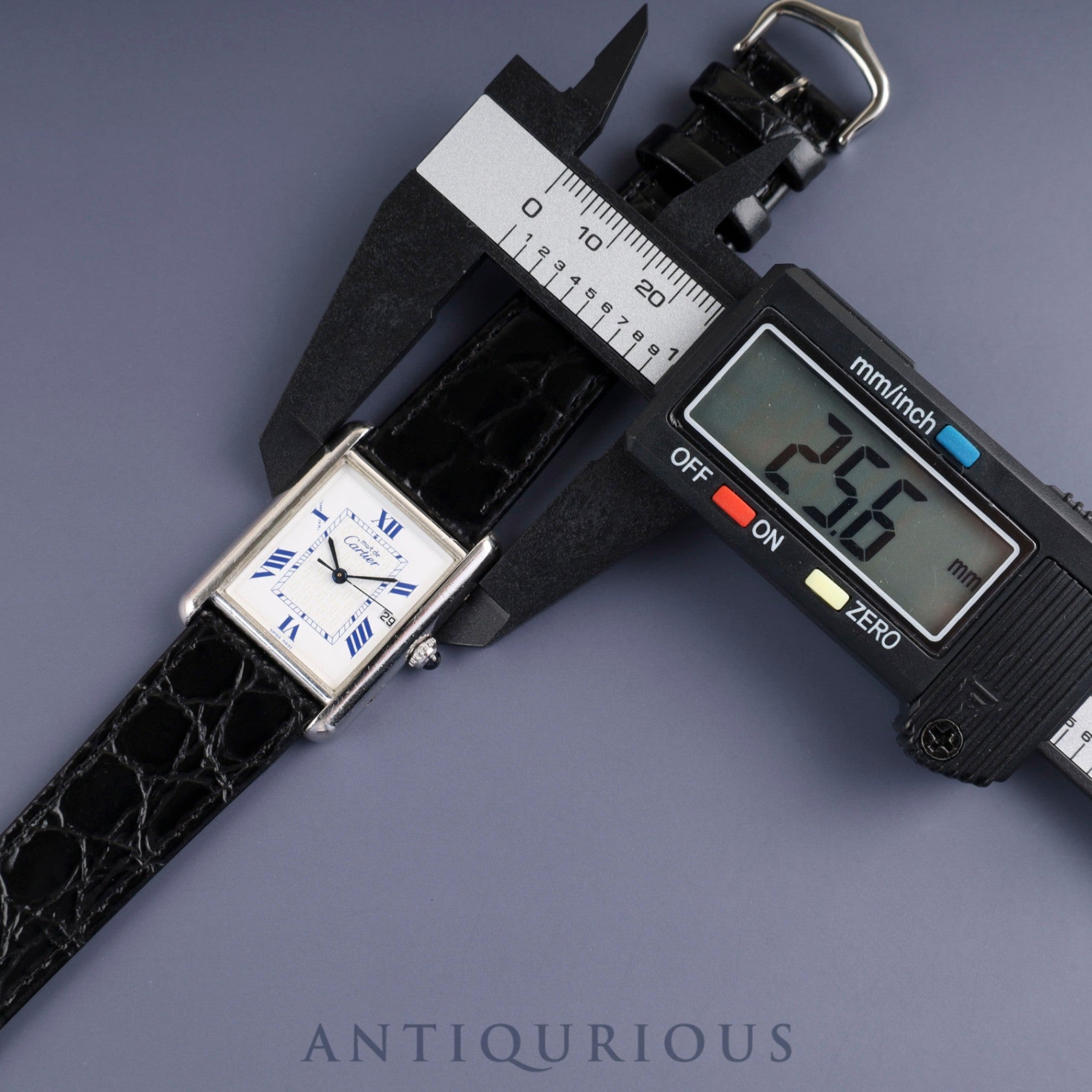 カルティエ マストタンク GM(XL) W1014154 / 2414 クォーツ Cal.87 SV925 革 純正尾錠(SS)ホワイト飛びローマン文字盤 オーバーホール済み