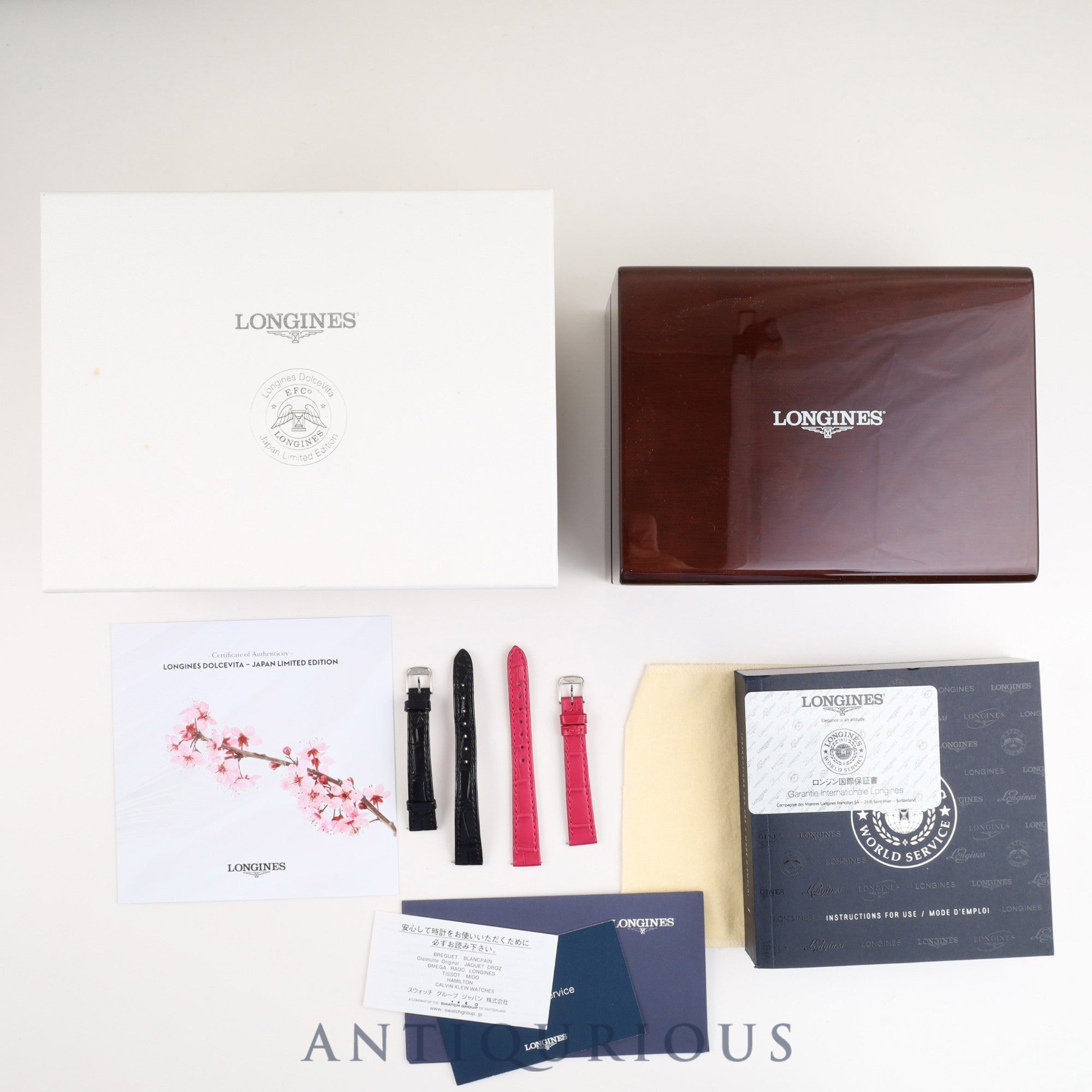 ロンジン ドルチェヴィータ L5.258.4 クォーツ Cal.L963.2 SS 純正革ベルト 純正尾錠(SS)シルバー文字盤 箱(汚れあり)国際保証書(2017年)説明書 純正革ベルト×2本 オーバーホール済み