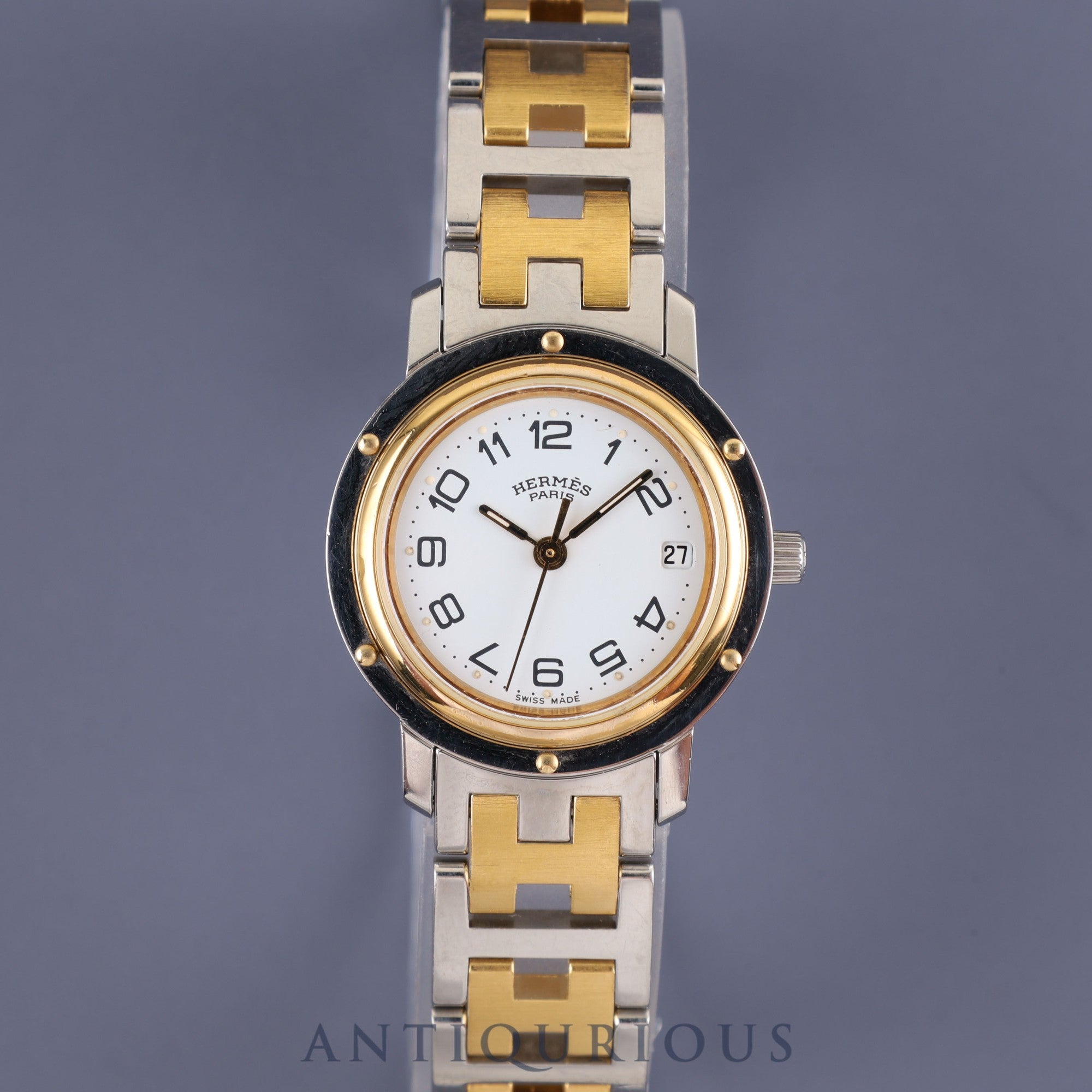 エルメス クリッパー クォーツ SS/GP ホワイト文字盤 24.0mm