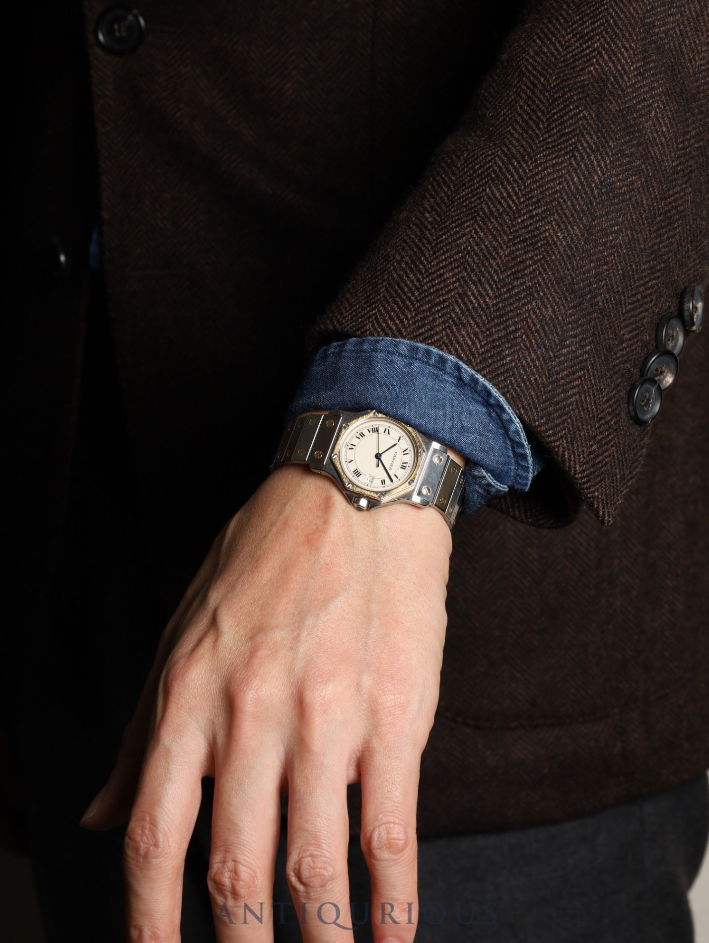 カルティエ サントス オクタゴン LM W2001583 / 187902 クォーツ Cal.687 SS×YG SS×YG アイボリーローマン文字盤 オーバーホール済み