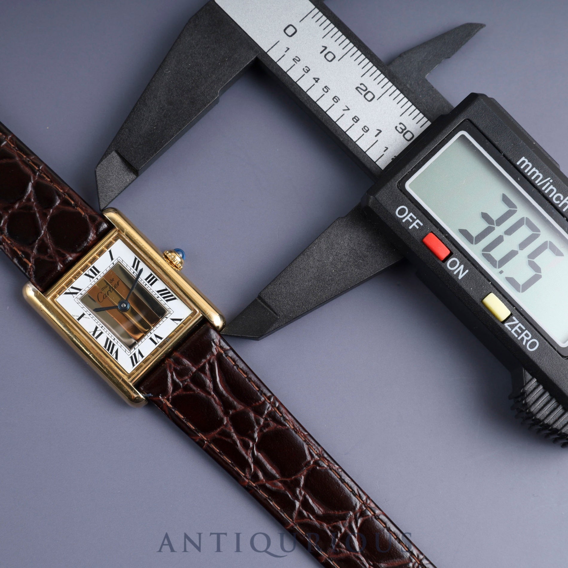 Cartier Must Tank LM 590005 Quartz Cal.90 SV925 Leather Genuine Buckle (GP) Front Trinity Dial Overhauled