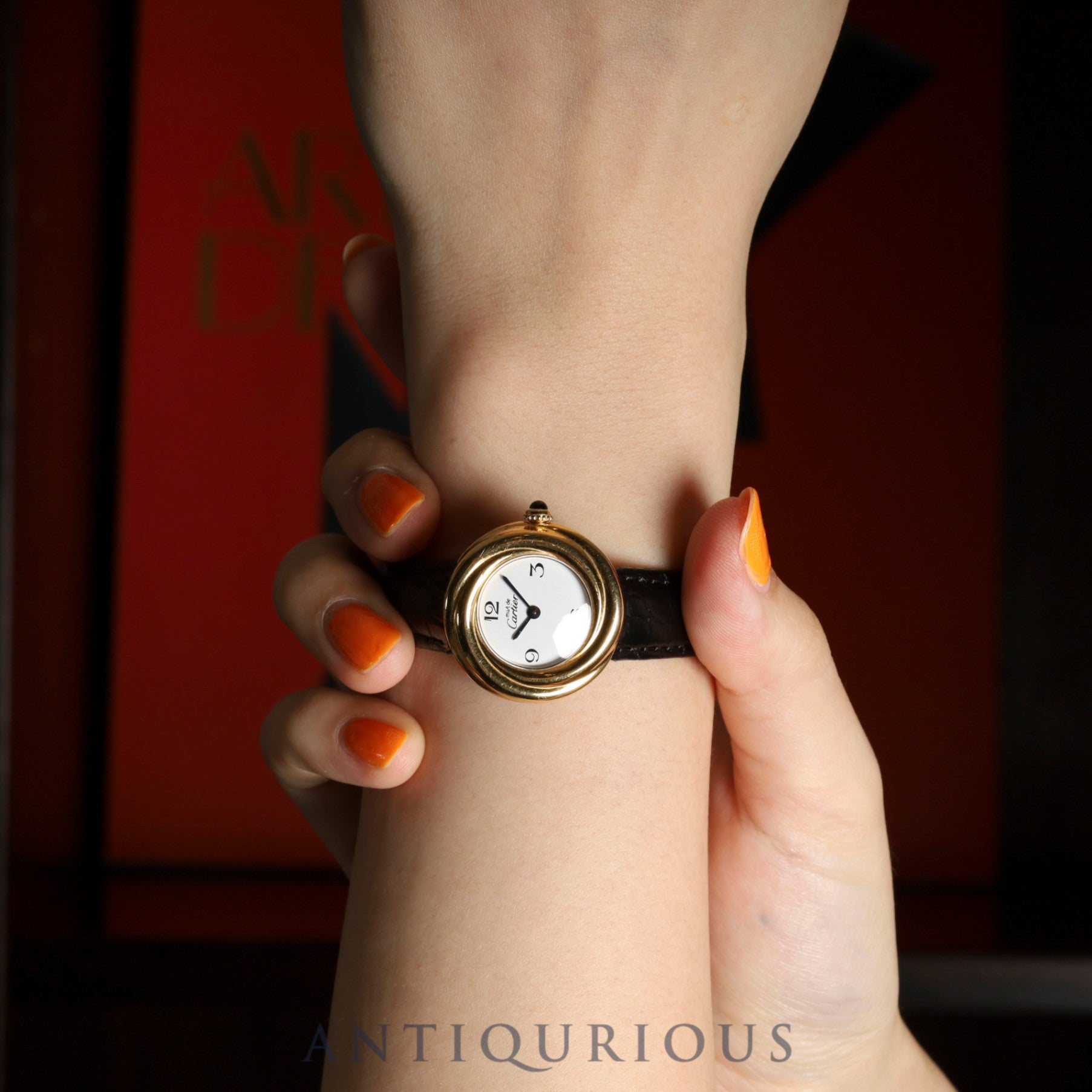 カルティエ マストトリニティ W1010844/2735 クォーツ Cal.157.06 SV925 革 純正Dバックル(GP) ホワイト文字盤 箱 オーバーホール済み