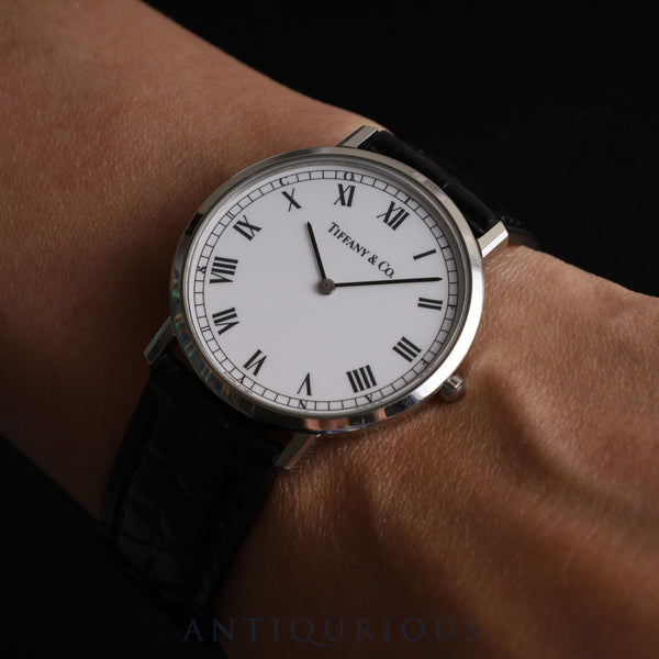 ティファニー ラウンドクラシック M1510 クォーツ Cal.282.001 SS 革 純正尾錠(SS)ホワイトローマン文字盤 オーバーホール済み