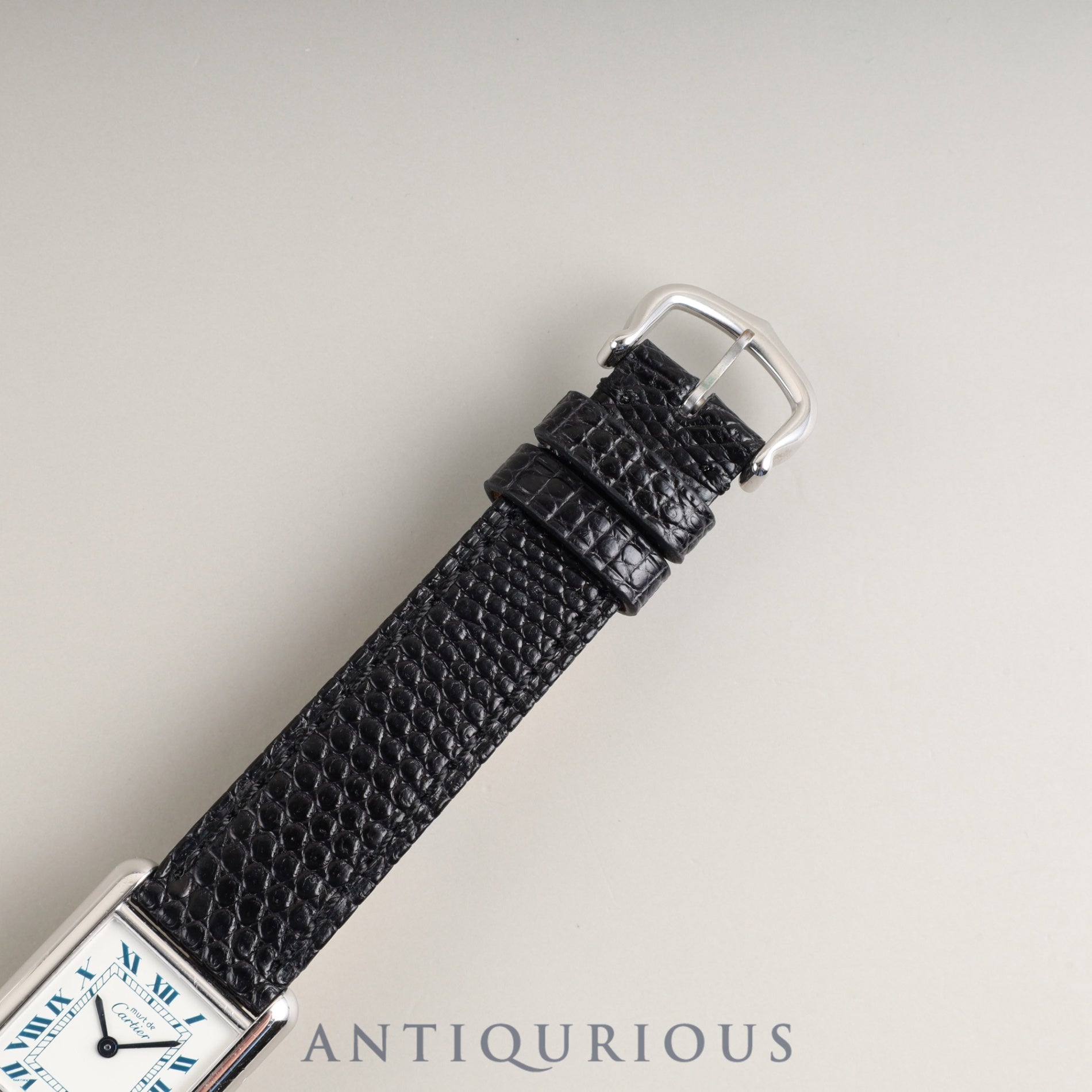 Cartier Must Tank SM 6057002 Quartz Caliber 057 SV925 Leather Strap with Genuine Stainless Steel Buckle, White Roman Dial (SWISS Marking), Overhauled and Finished to Look Like New