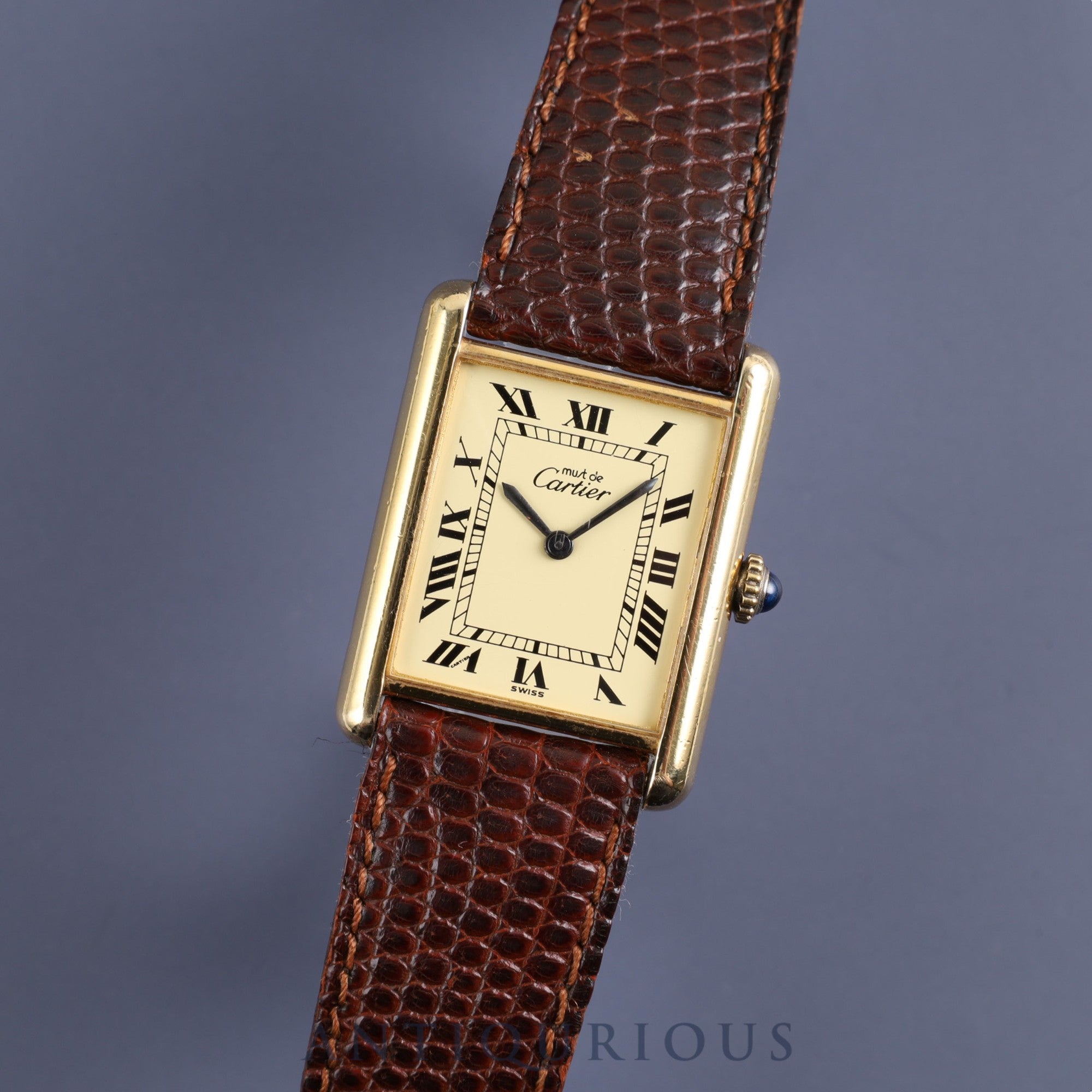 カルティエ マストタンク LM 手巻き Cal.78-1 SV925 純正革ベルト 純正尾錠(GP)アイボリーローマン文字盤 オーバーホール済み