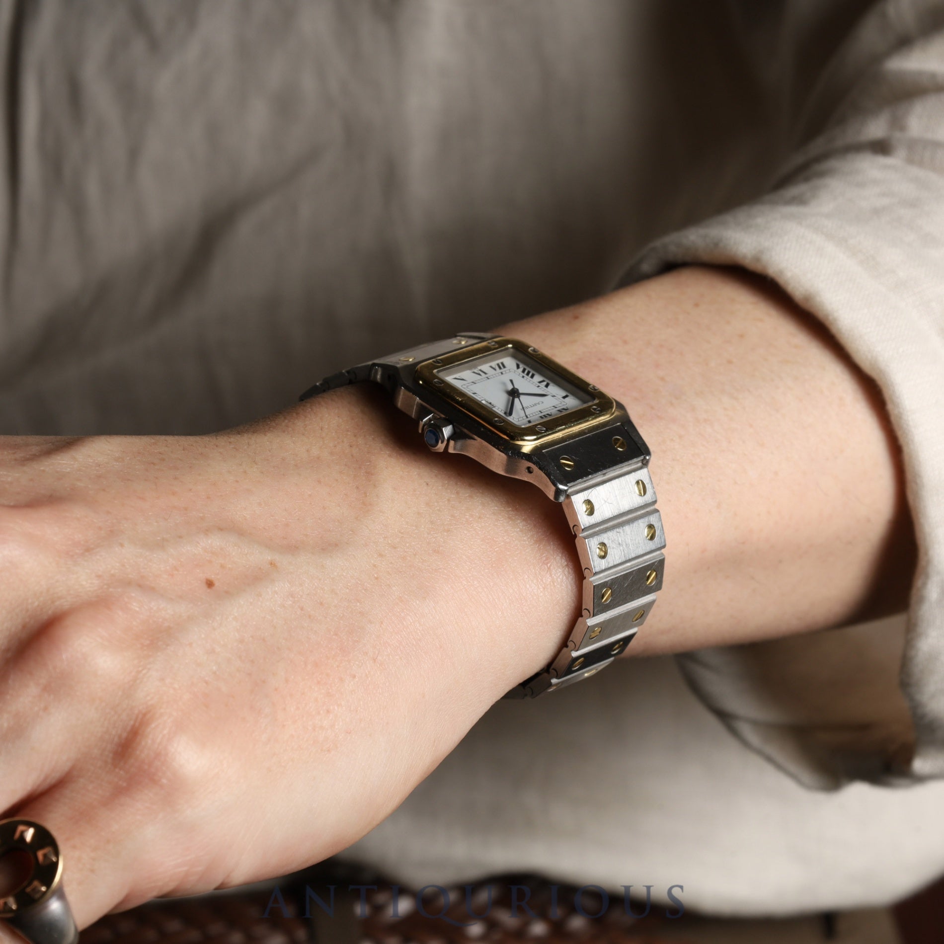 カルティエ サントス ガルベ LM AC23.80GR OR0.750 4.05GR / 2961 自動巻き Cal.2671 SS/YG SS/YG ホワイトローマン文字盤 オーバーホール済み