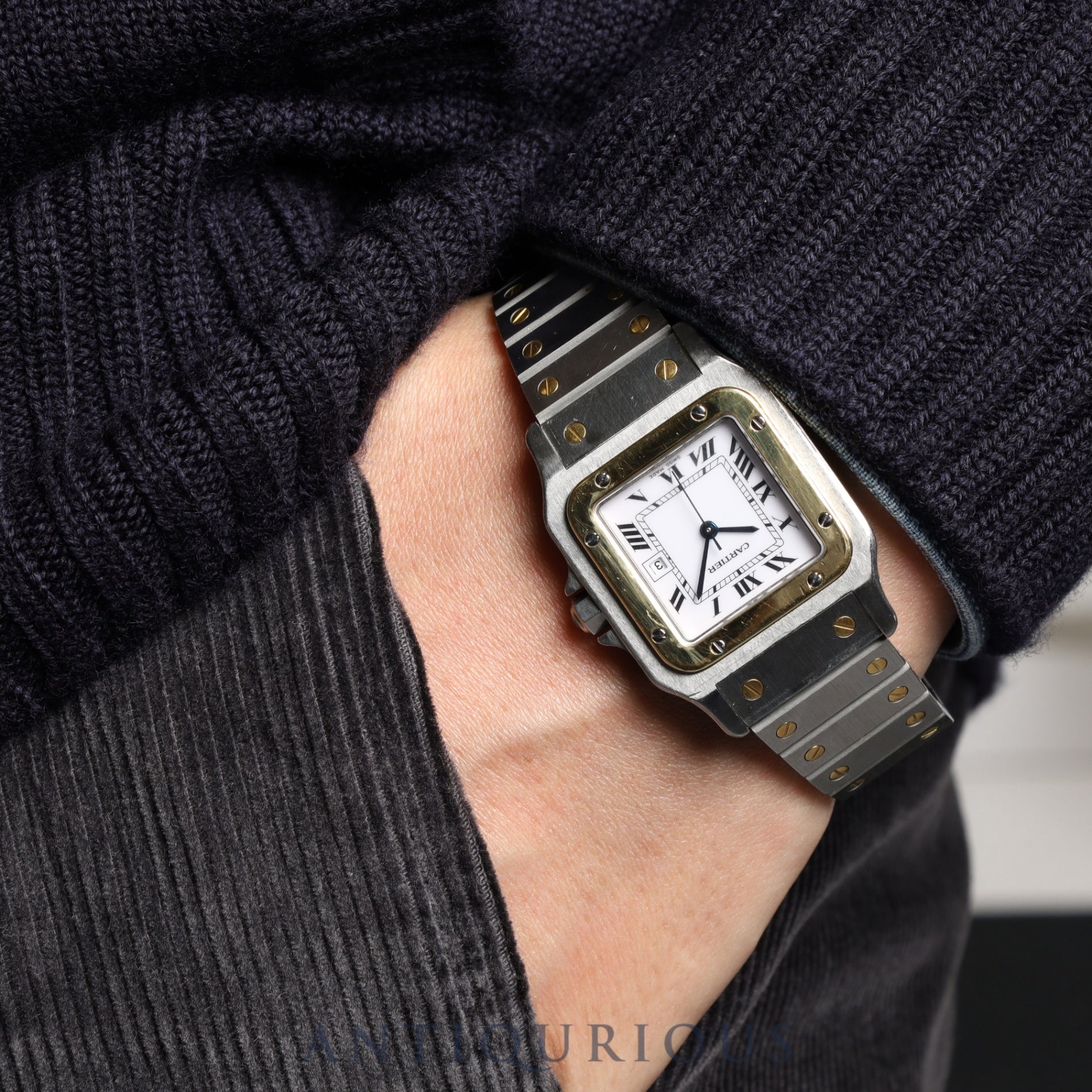 Cartier Santos Galbee LM 81036288 / 2961 Automatic SS / YG White Roman Dial Completely serviced at a Cartier boutique