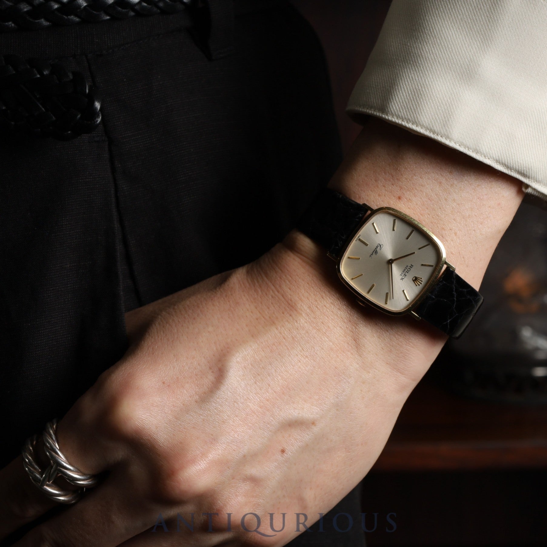 Rolex Cellini 4114/8 Manual Winding Caliber 1602 18K Leather Strap with Genuine GP Buckle Silver Dial K Serial (2001) Overhauled