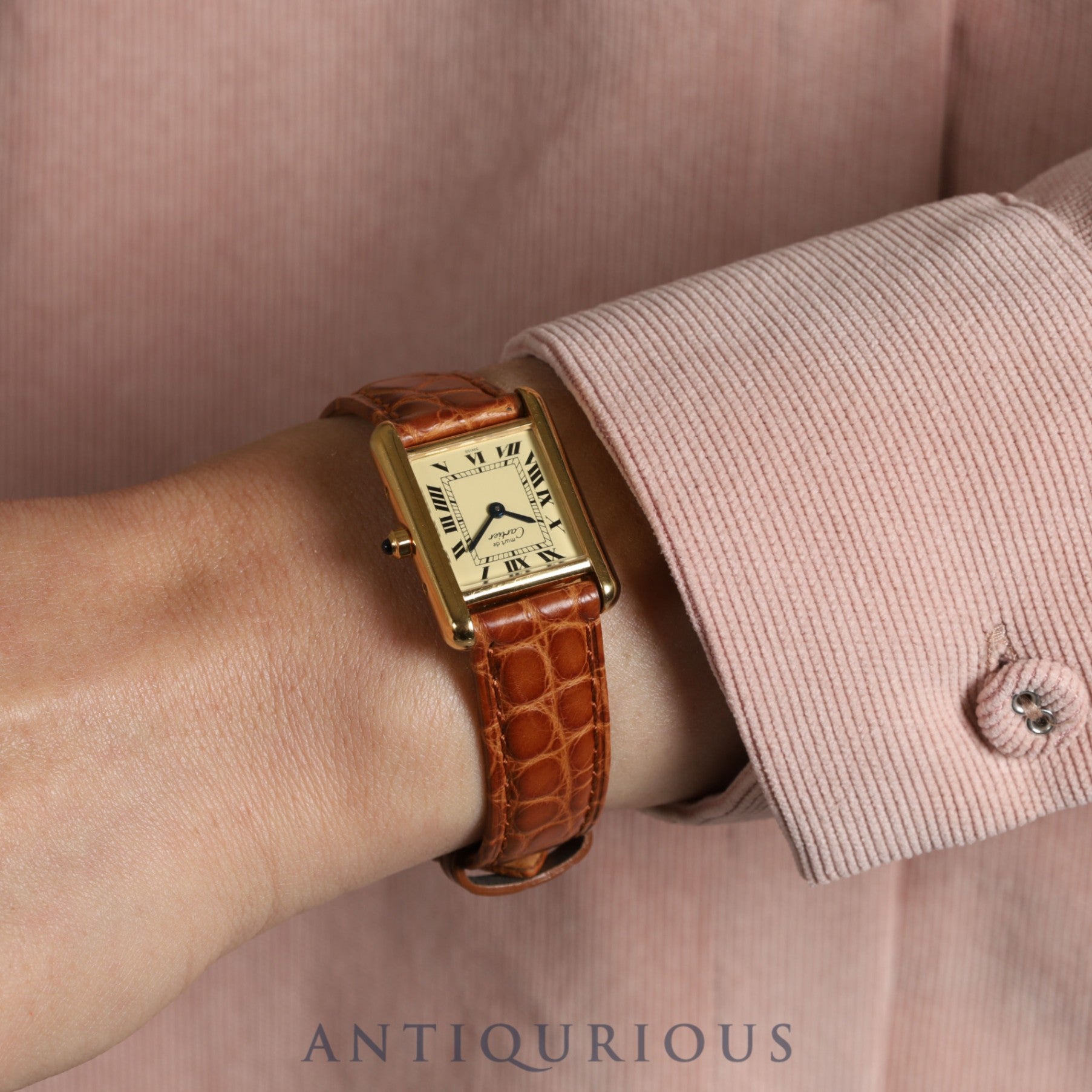 カルティエ マストタンク SM 3 66001 クォーツ Cal.157 925 革 純正尾錠(GP)アイボリーローマン文字盤 オーバーホール済み 新品仕上げ済み