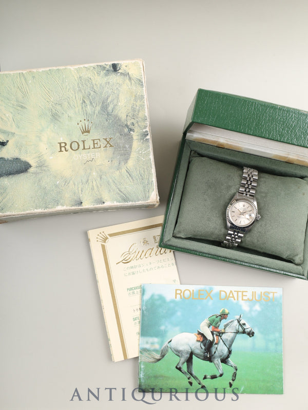 Rolex Datejust Lady 69174 Automatic Caliber 2135 Stainless Steel/White Steel Silver Dial Box Booklet Warranty Card (1989) Overhauled