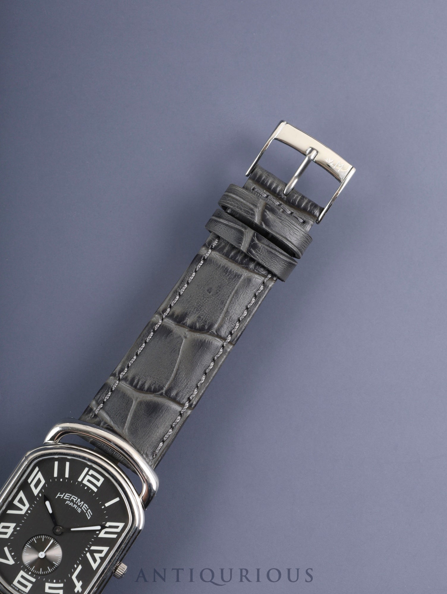 エルメス ラリー スモールセコンド RA1.810 クォーツ Cal.980.163 SS 革 社外ピンバックル(SS)グレー文字盤 オーバーホール済み