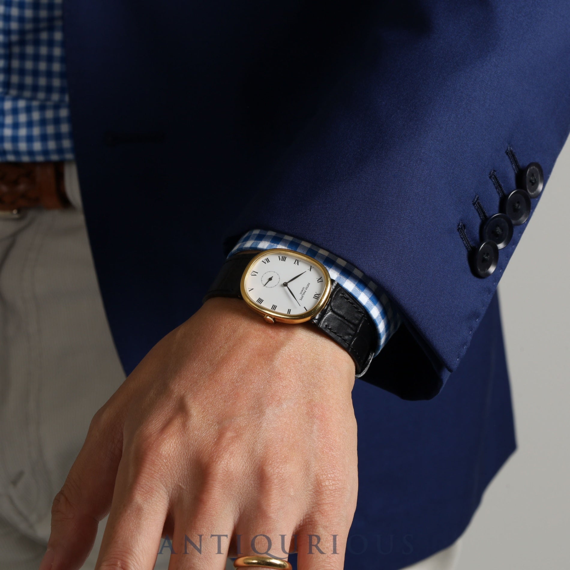 パテック・フィリップ ゴールデンエリプス 3948J 手巻き Cal.215 750 革 純正尾錠(750)ホワイトローマン文字盤 箱 タグ