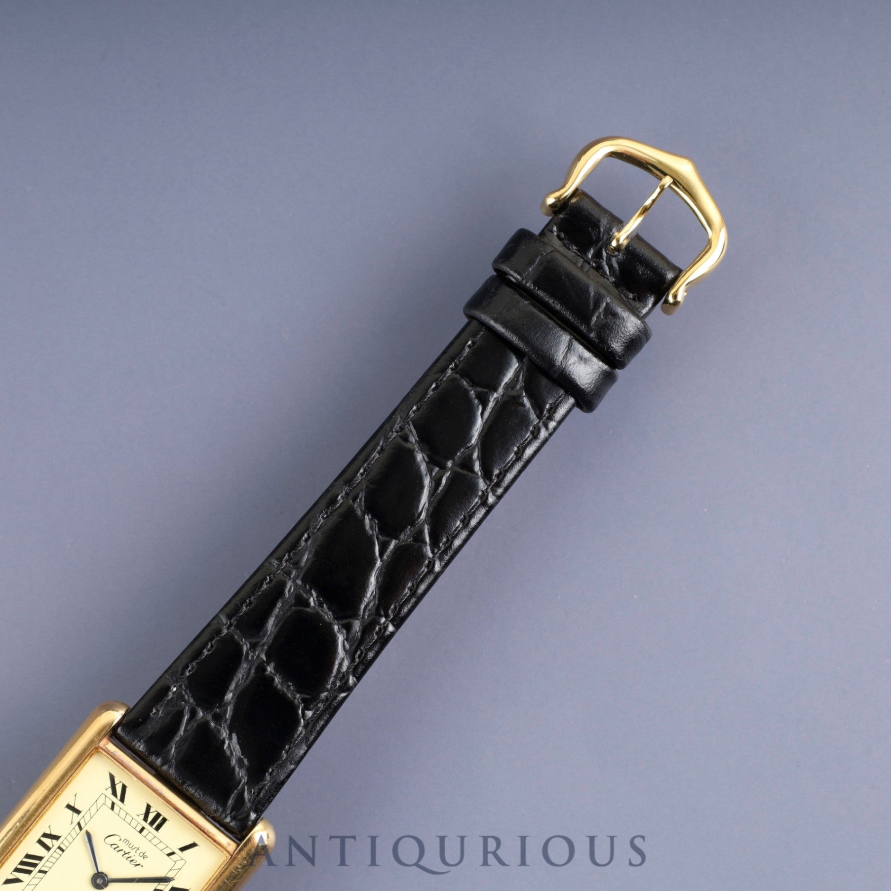 Cartier Must Tank LM Manual Winding Caliber - SV925 Leather Strap with Genuine GP Buckle, Ivory Roman Dial, Circa 1976-1981, Overhauled