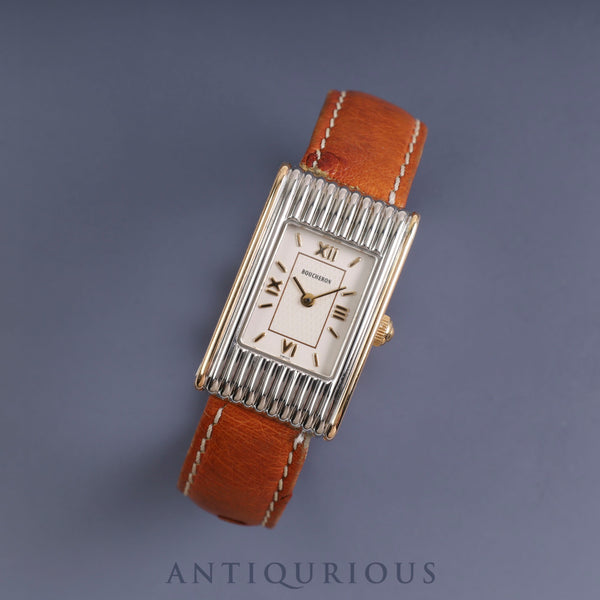 Boucheron Reflet AH30172 Quartz SS/GP Leather White Dial