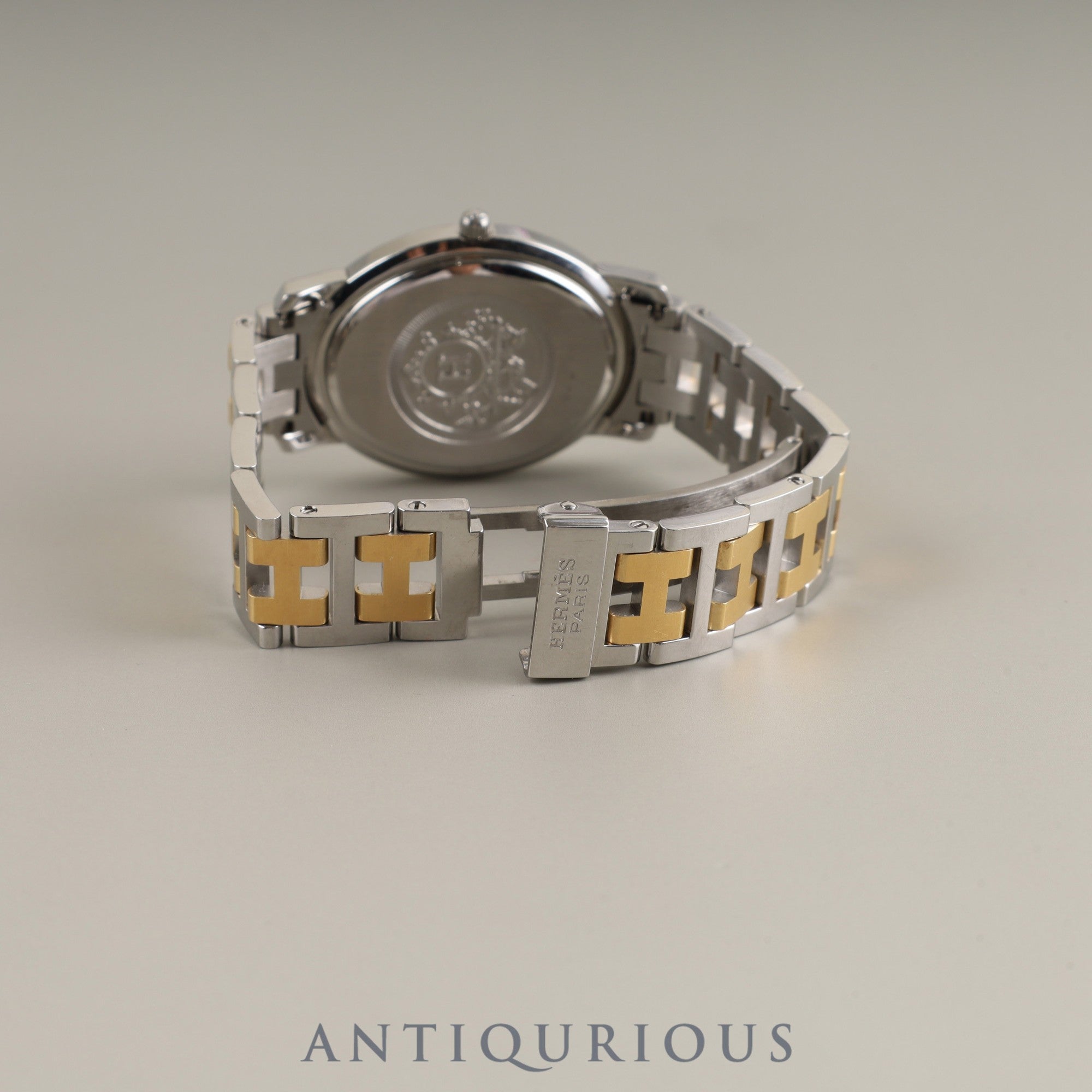 エルメス クリッパー オーバル CO1.520.220 / 3280 クォーツ Cal.976.001 SS/GP ホワイトギョーシェ文字盤 箱 保証書 (2008年)オーバーホール済み