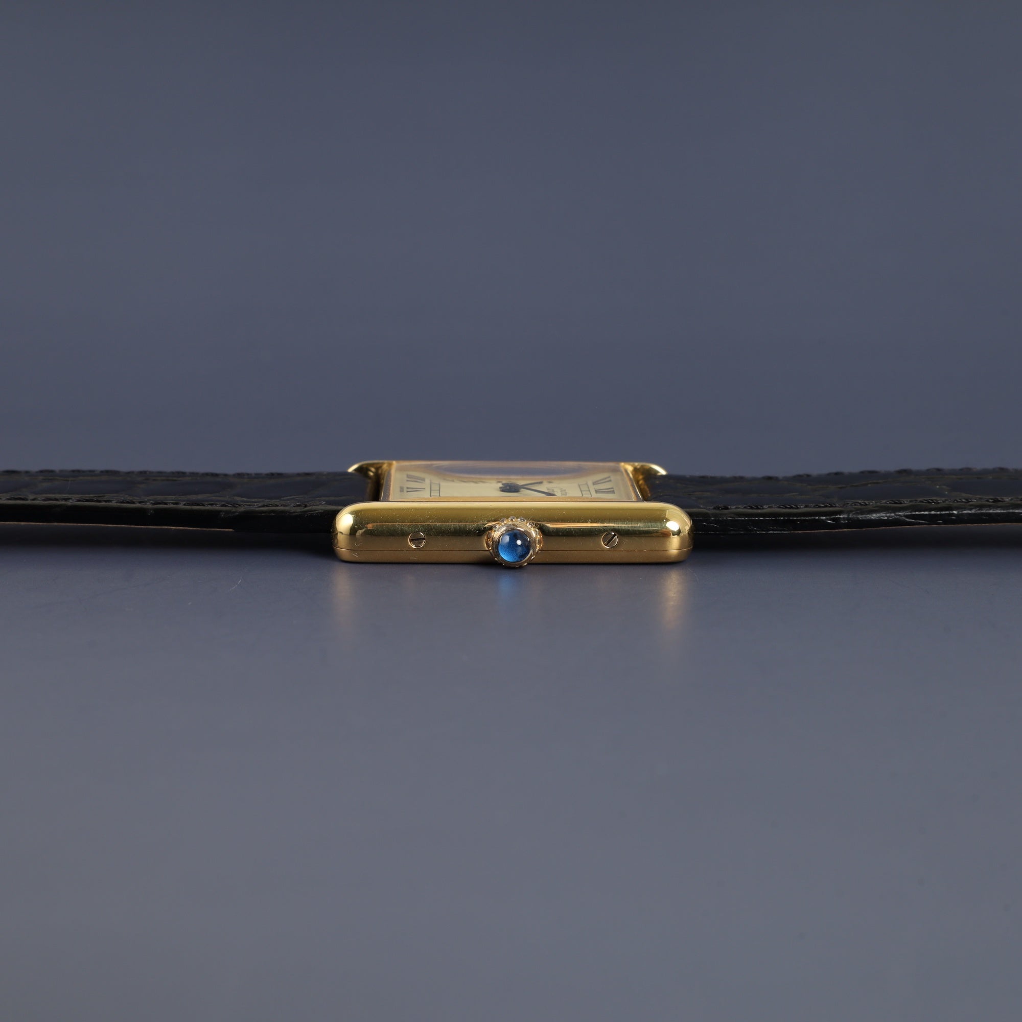 カルティエ マストタンク LM 590005 クォーツ Cal.690 SV925 革 純正尾錠(GP) アイボリーローマン文字盤 オーバーホール済み 新品仕上げ済み